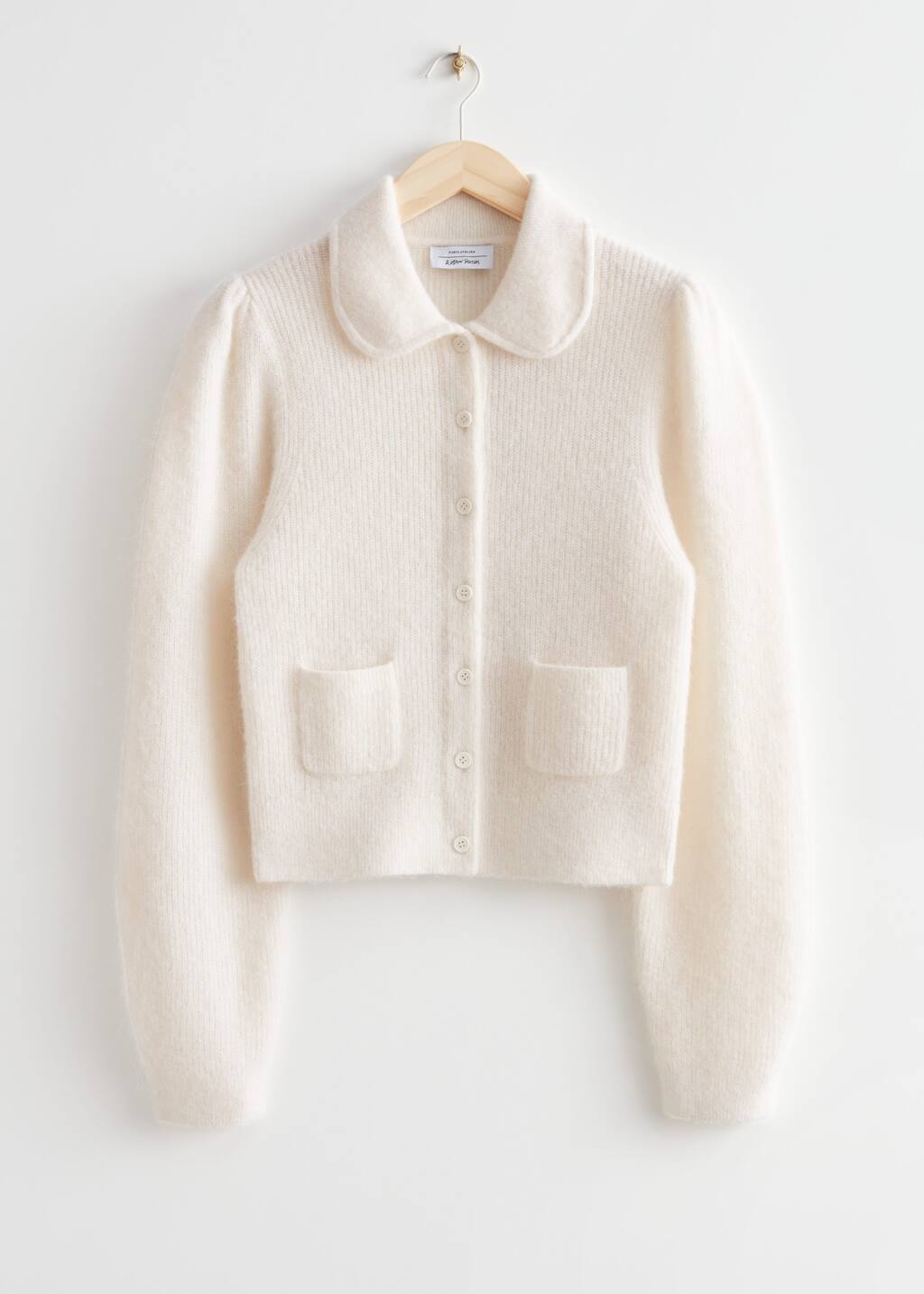 Collared Knit Cardigan - Beige - Still Life