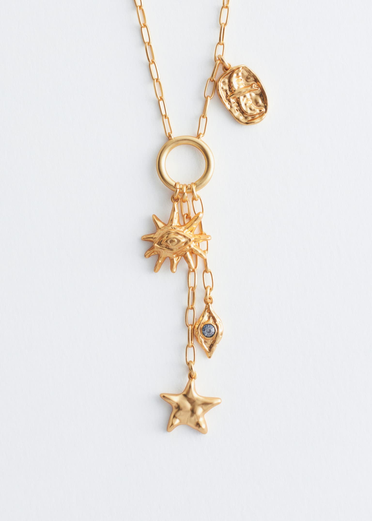 Charm Lariat Necklace - Gold - 2