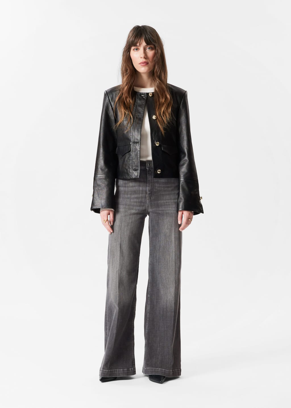 Image of Wide Press-Crease Jeans