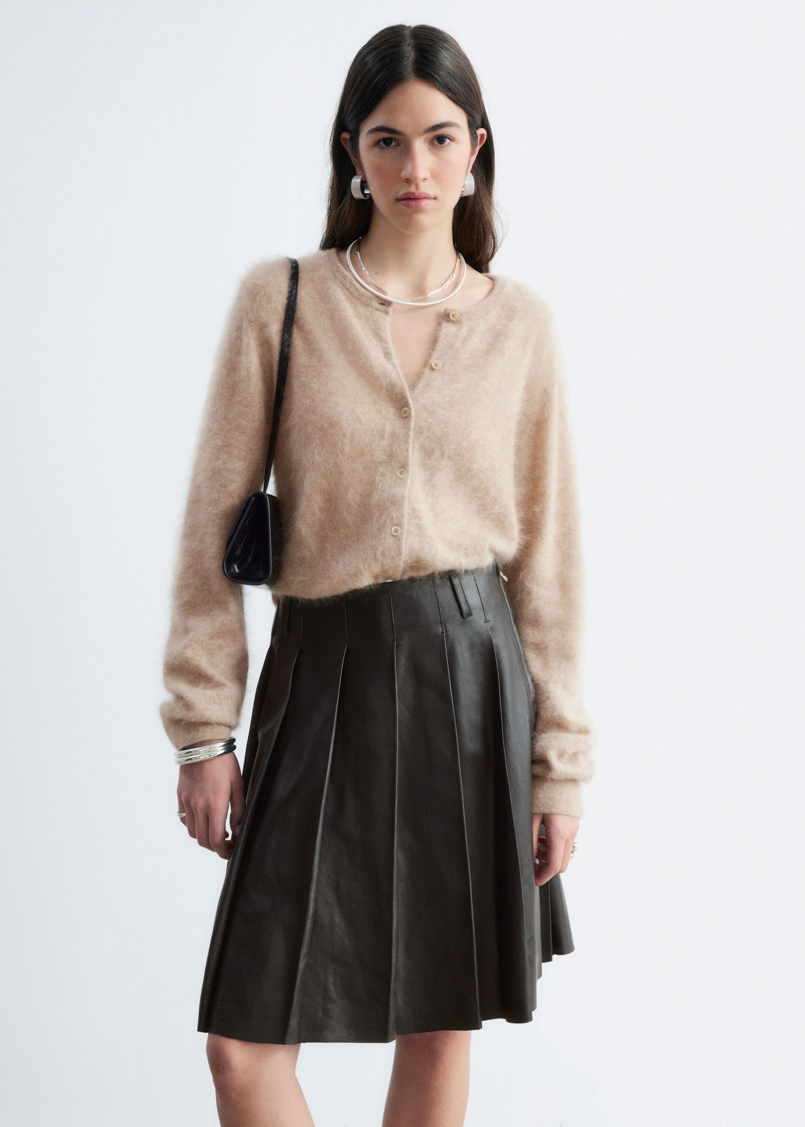 Brushed Cashmere Cardigan - Grey - Lookbook