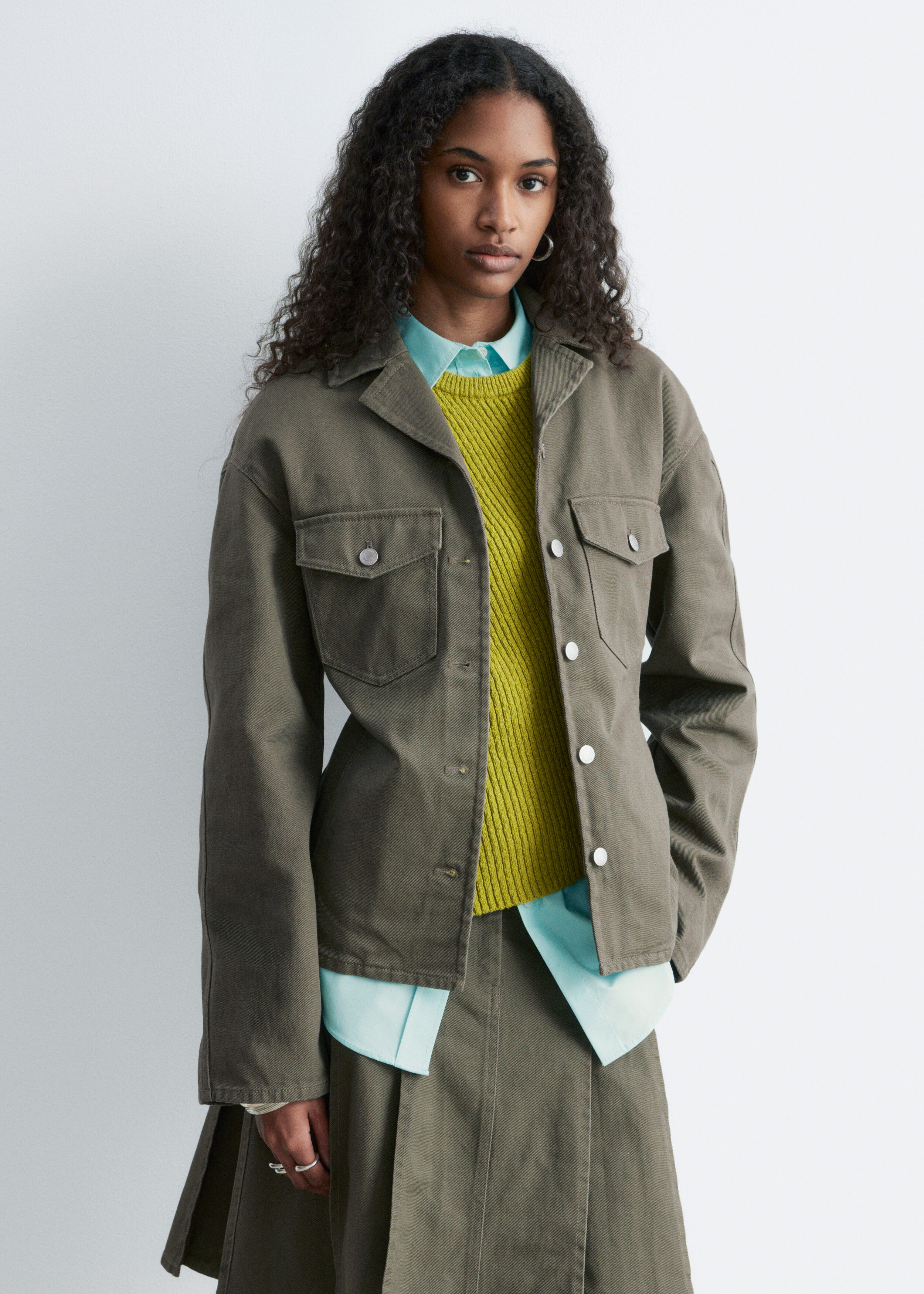 Tapered Cotton Jacket - Khaki Green - & Other Stories US
