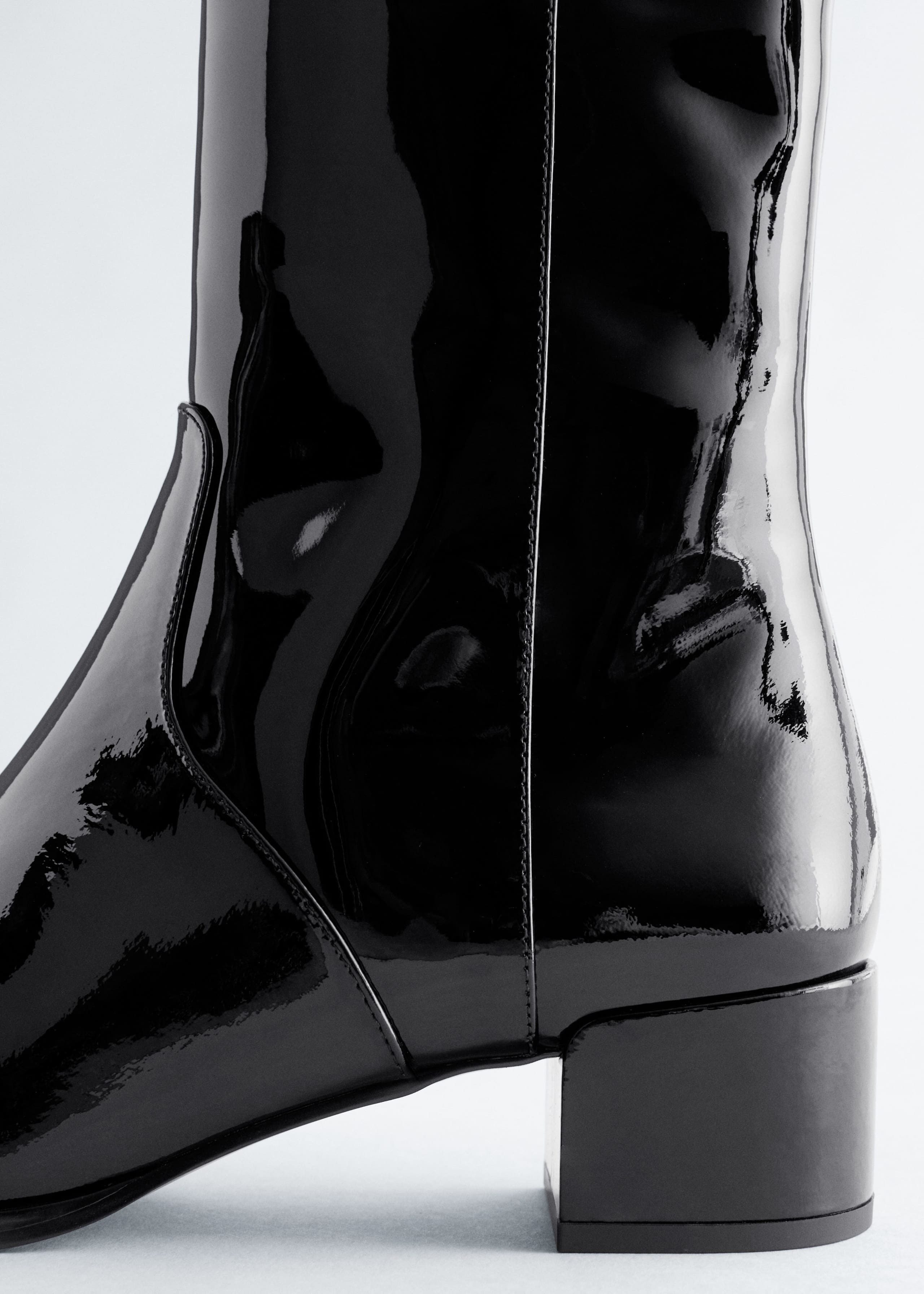 Image of Heeled Glossed-Leather Ankle Boots
