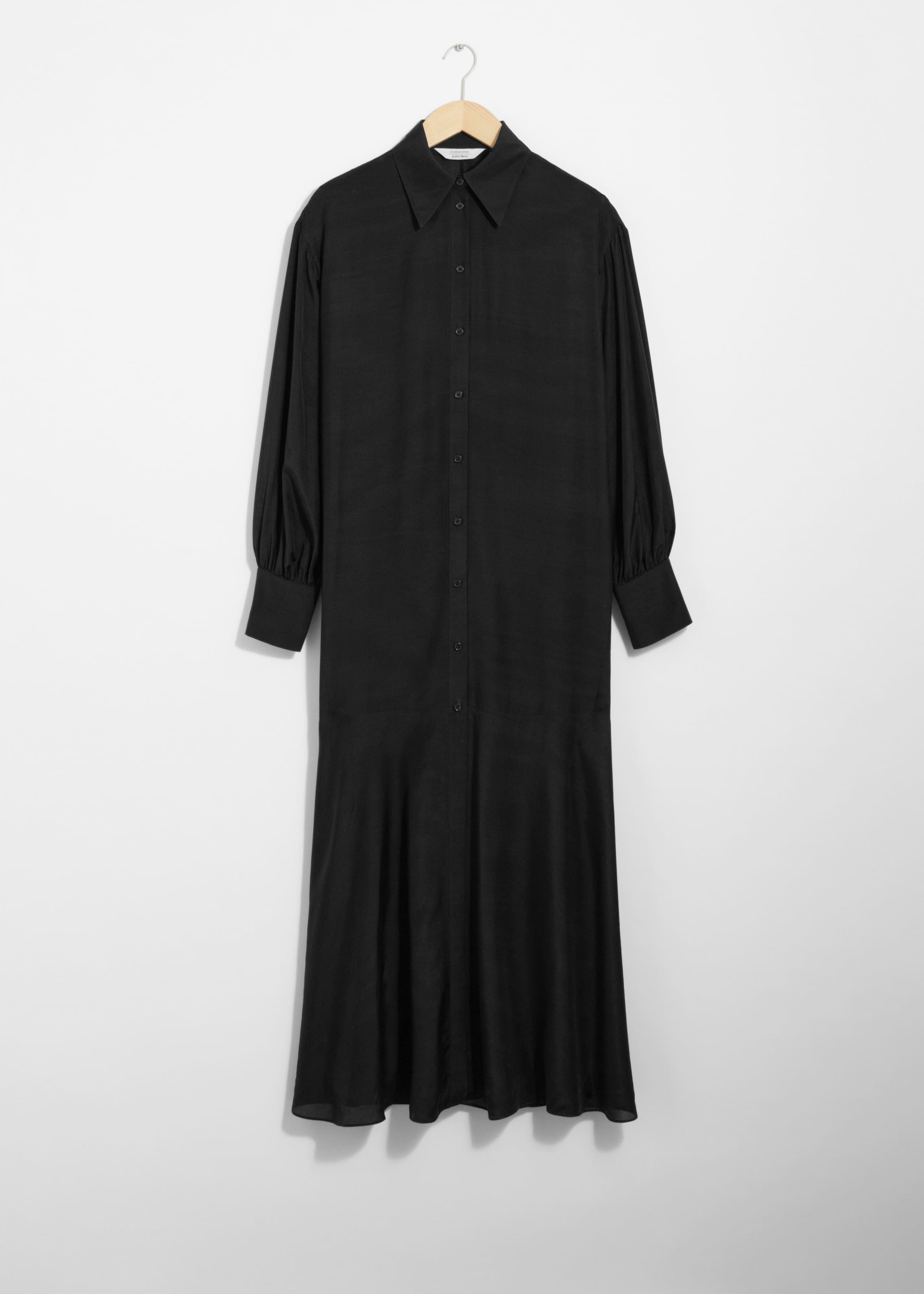 Langes Hemdblusenkleid - Schwarz - Stillleben