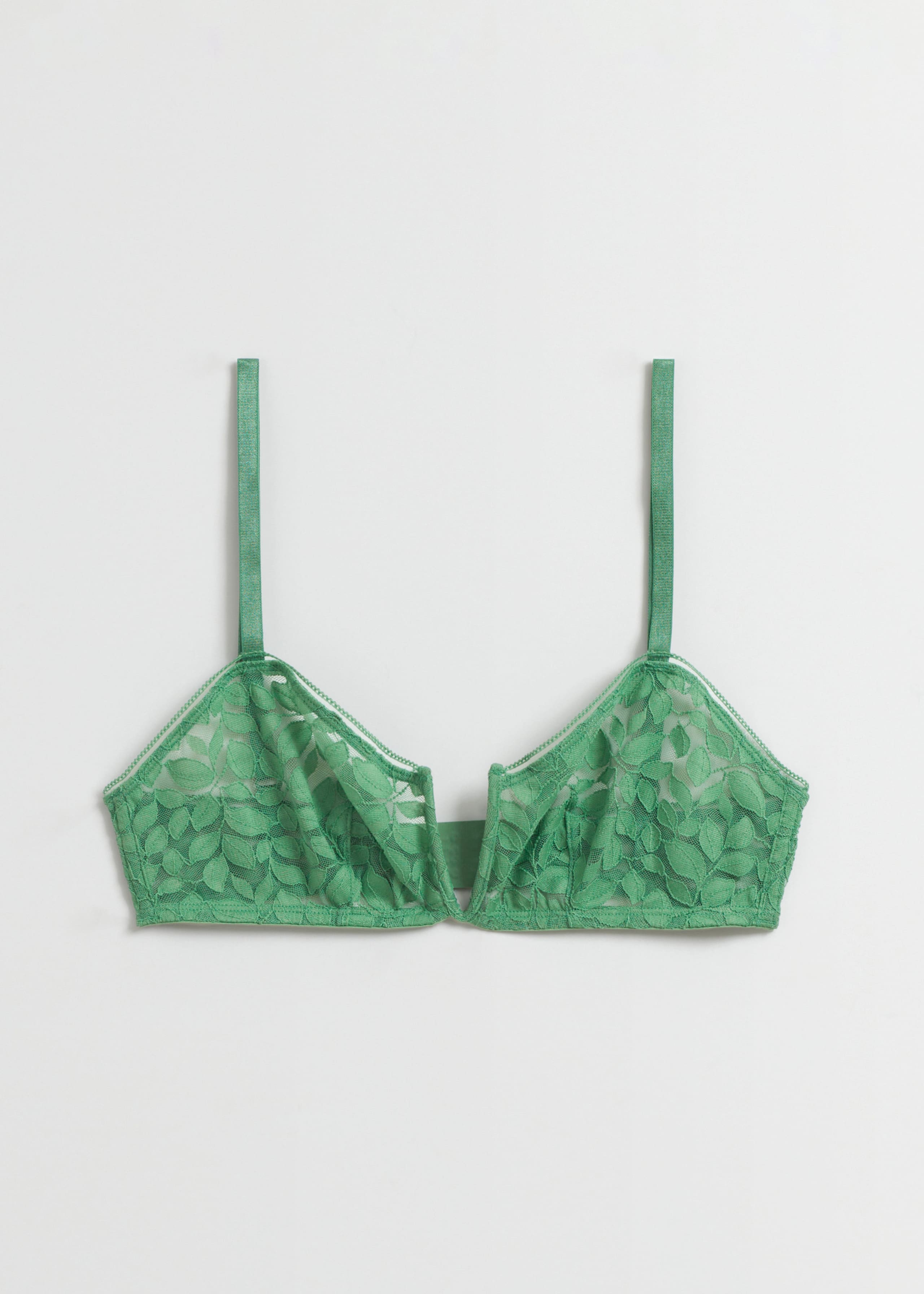 Leaf Lace Soft Bra - Grass green - Natura morta