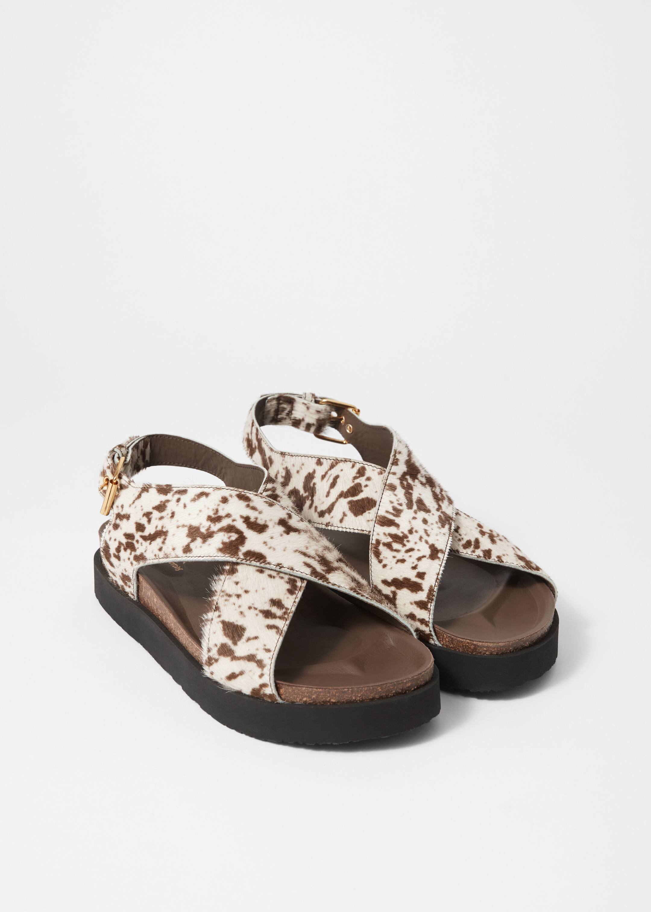 Agrandir l'image: Sandales en cuir à lanières entrecroisées - Imprimé vache - FEMME | H&M FR 4