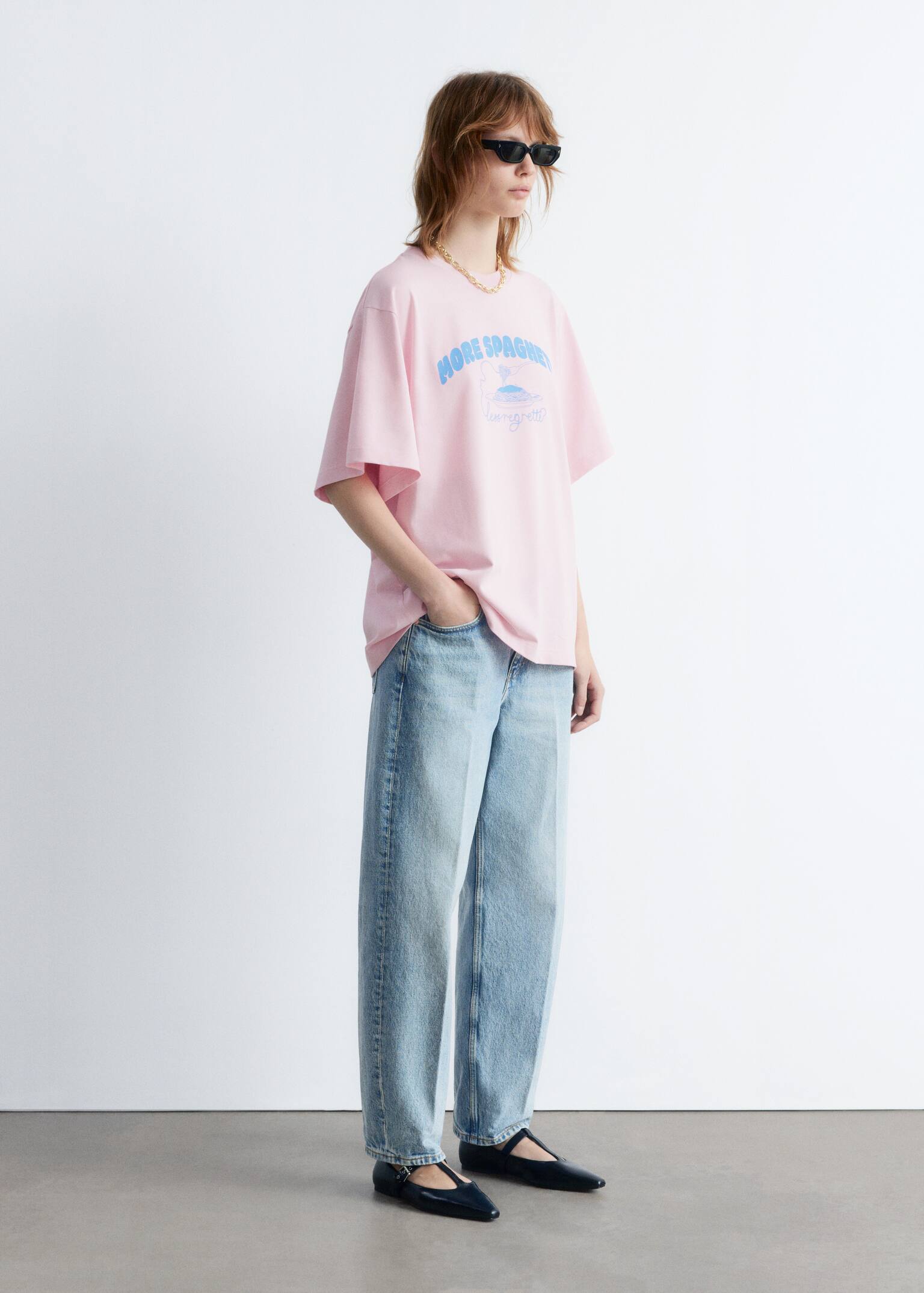 Bedrucktes Oversized-T-Shirt - Rosa/Druckmuster/Weiß/Print - 6