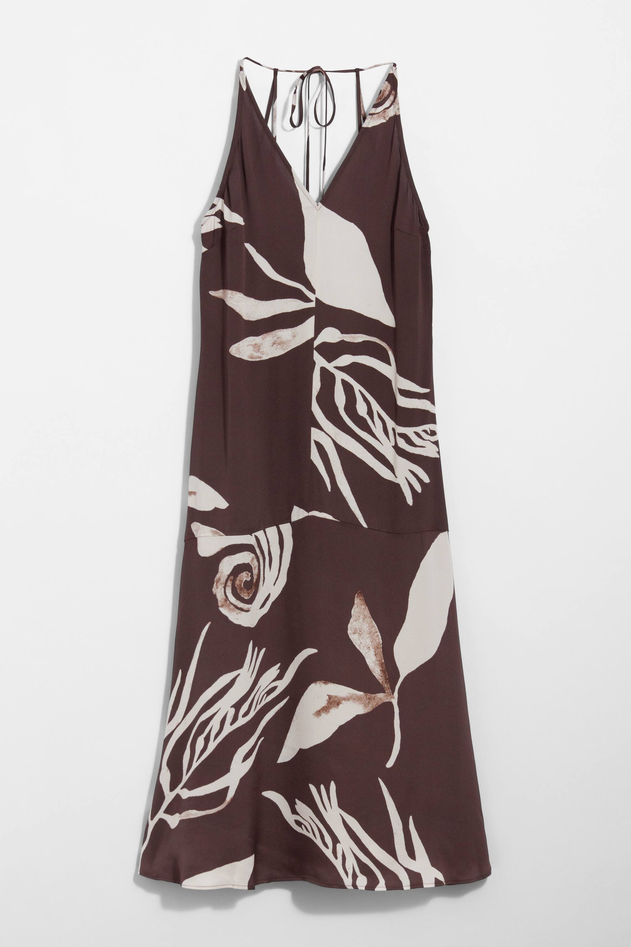 הצגת תמונה גדולה יותר: Halterneck Midi Dress - Brown Print - Ladies | H&M IL 1