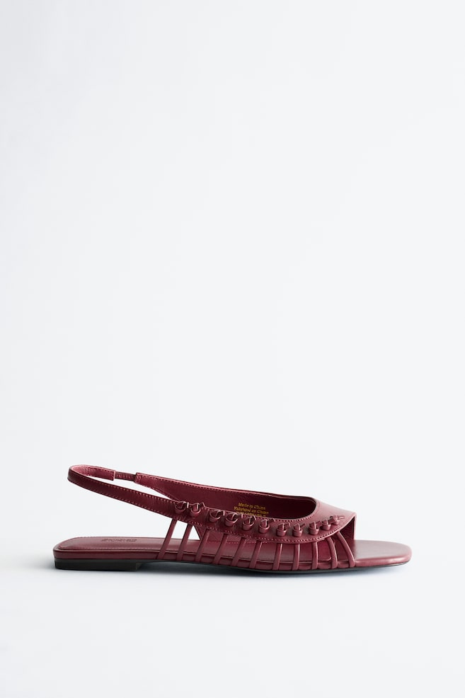 Sandales à brides arrière en cuir - Bordeaux/Marron Clair/Vert - 1