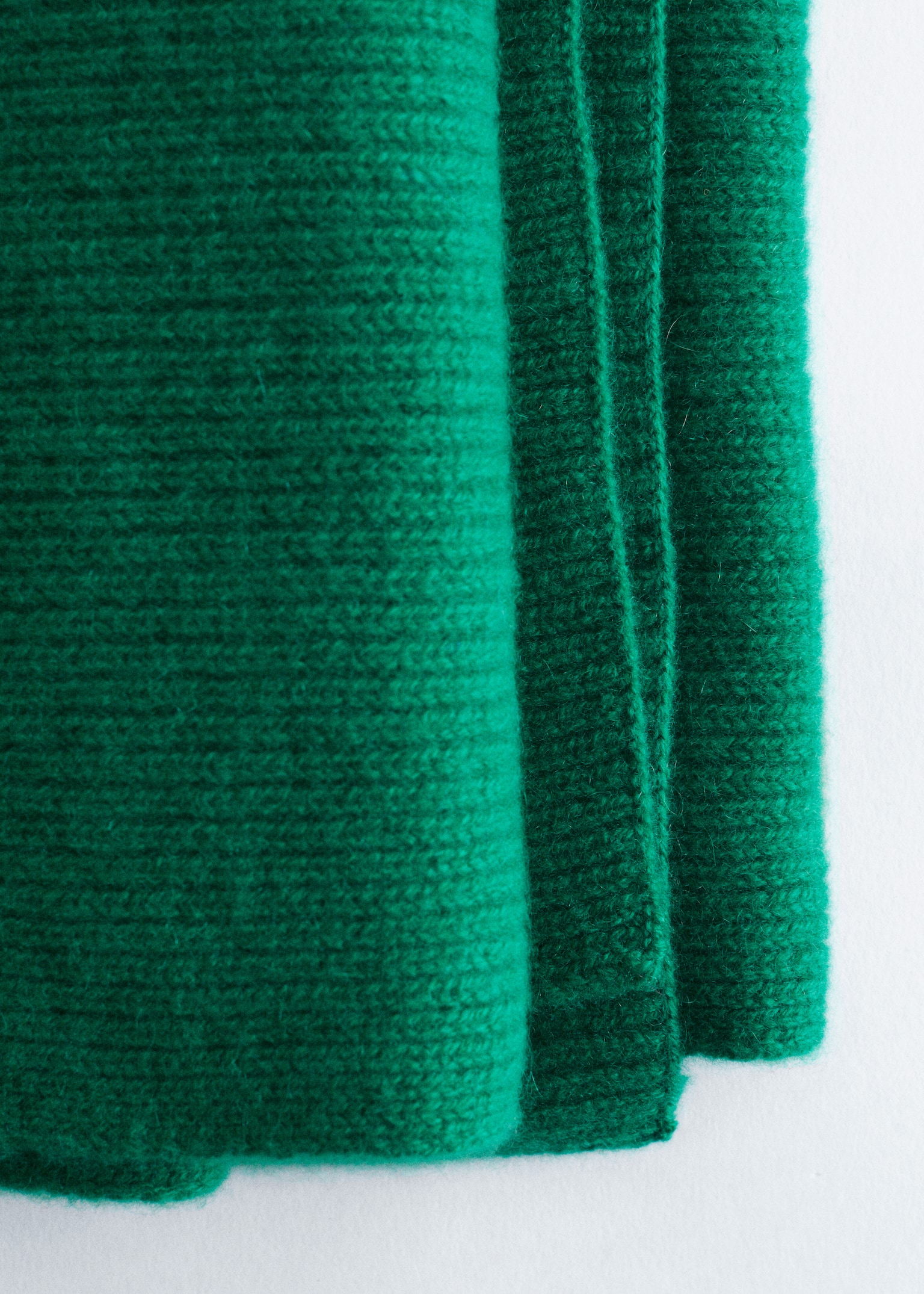 Cashmere Knit Scarf - Green/Navy Blue - 2