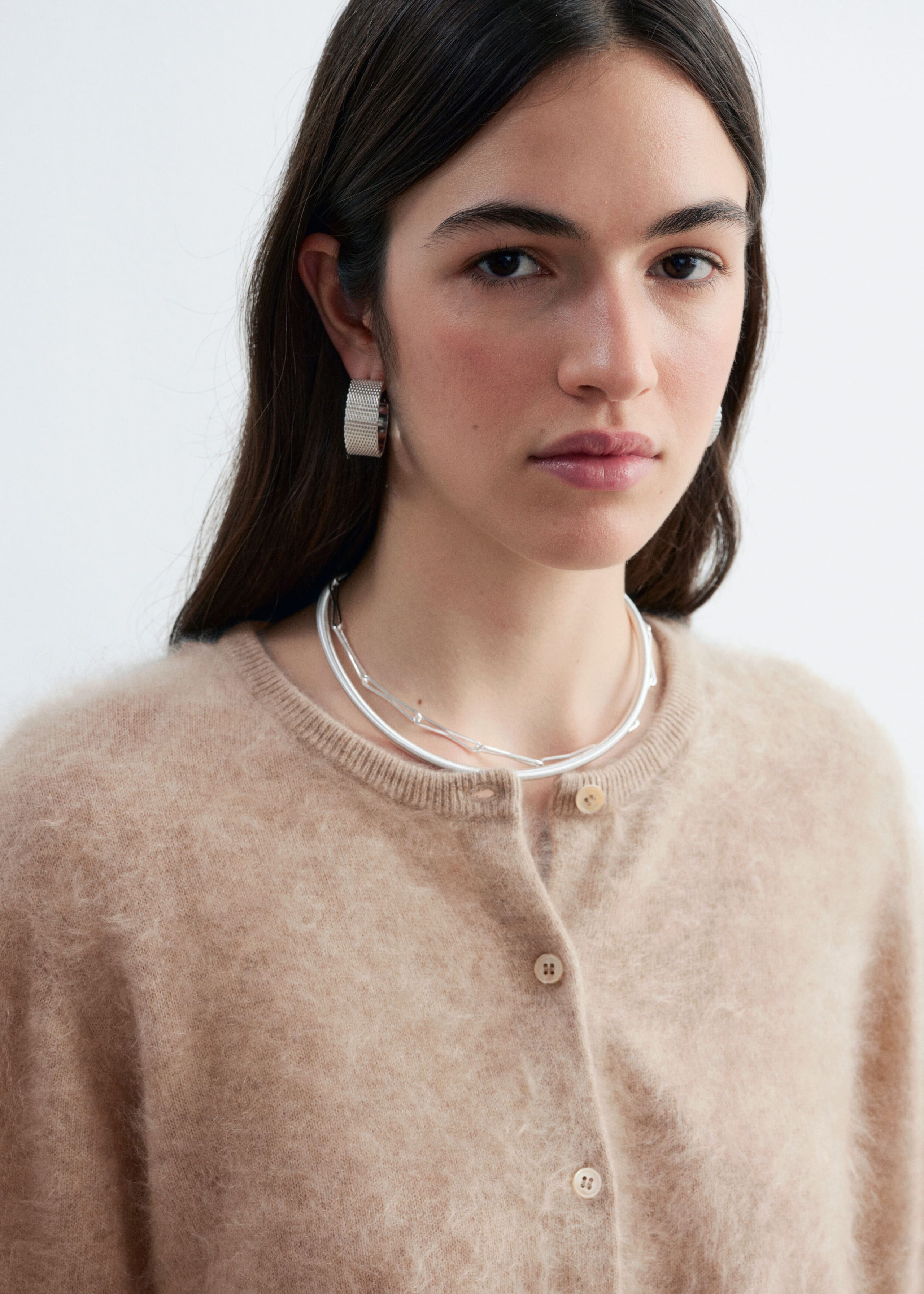 Brushed Cashmere Cardigan - Grey - Lookbook