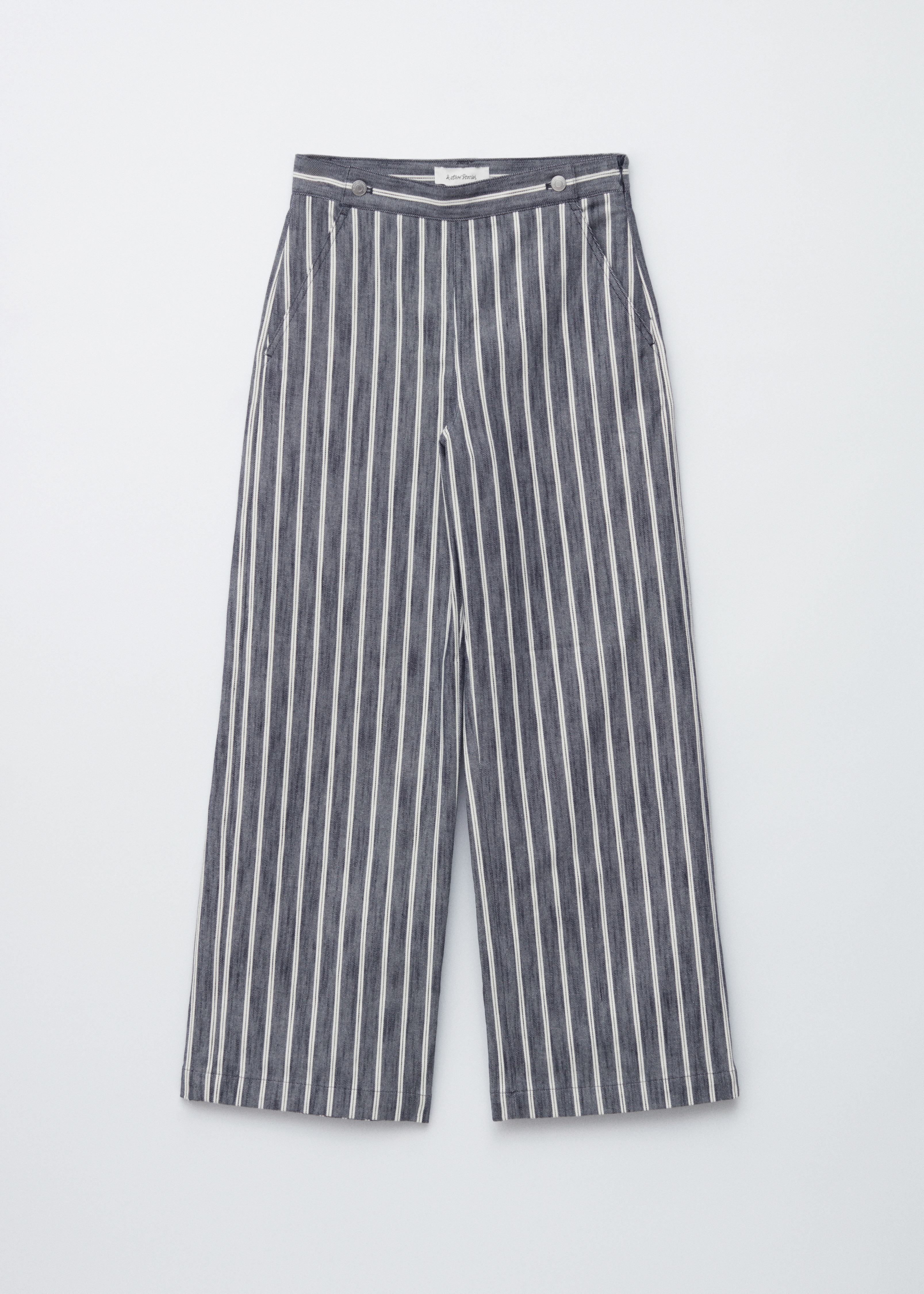 Pantalones de algodón a rayas - Azul marino/Rayas blancas/Rosa/Rayas burdeos