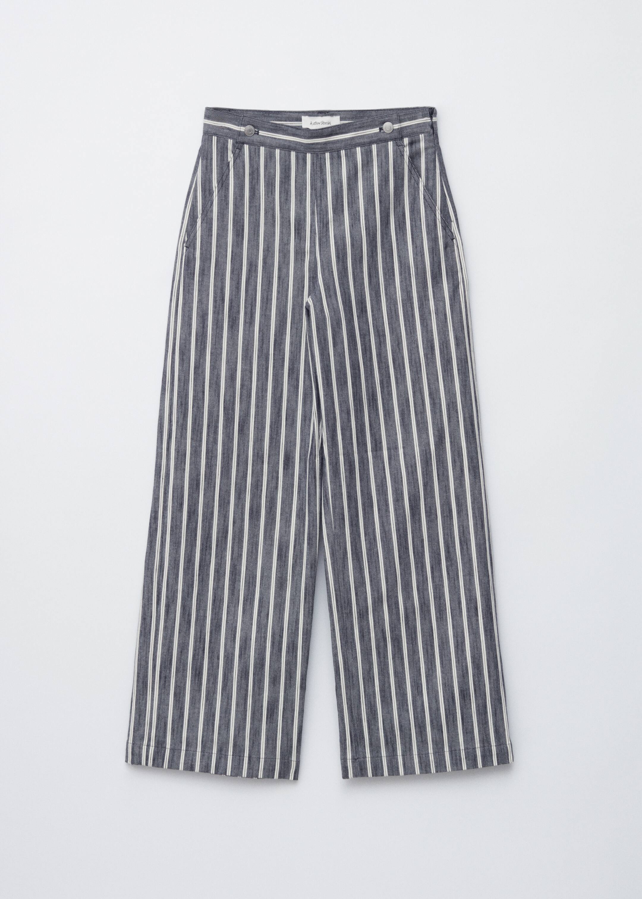 Vezi imaginea mai mare: Pantaloni din bumbac cu dungi - Bleumarin/Alb Dungi - FEMEI | H&M RO 6