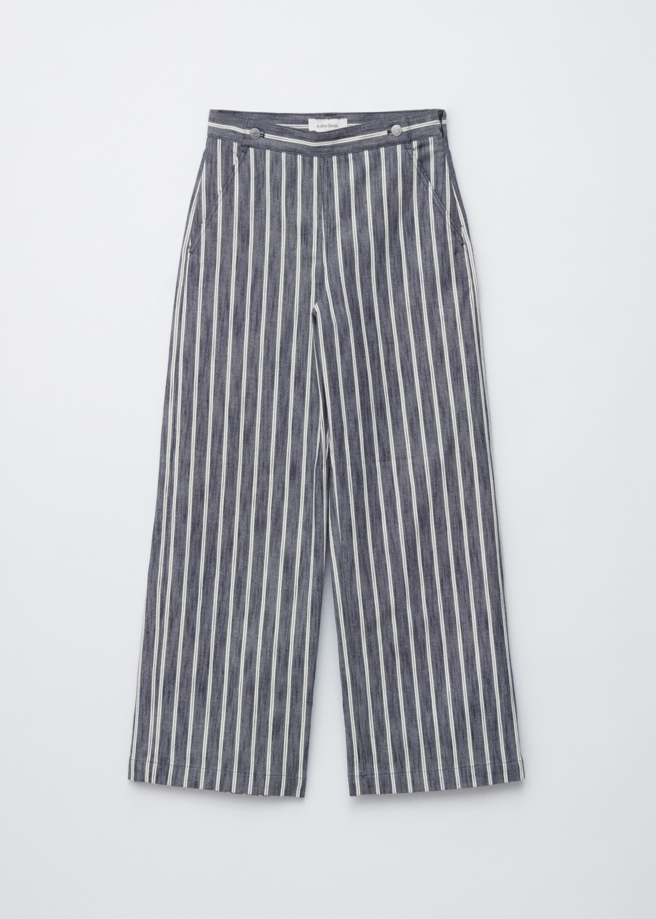 Grotere afbeelding bekijken: Katoenen broek met strepen - Marineblauwe/witte strepen - DAMES | H&M NL 6