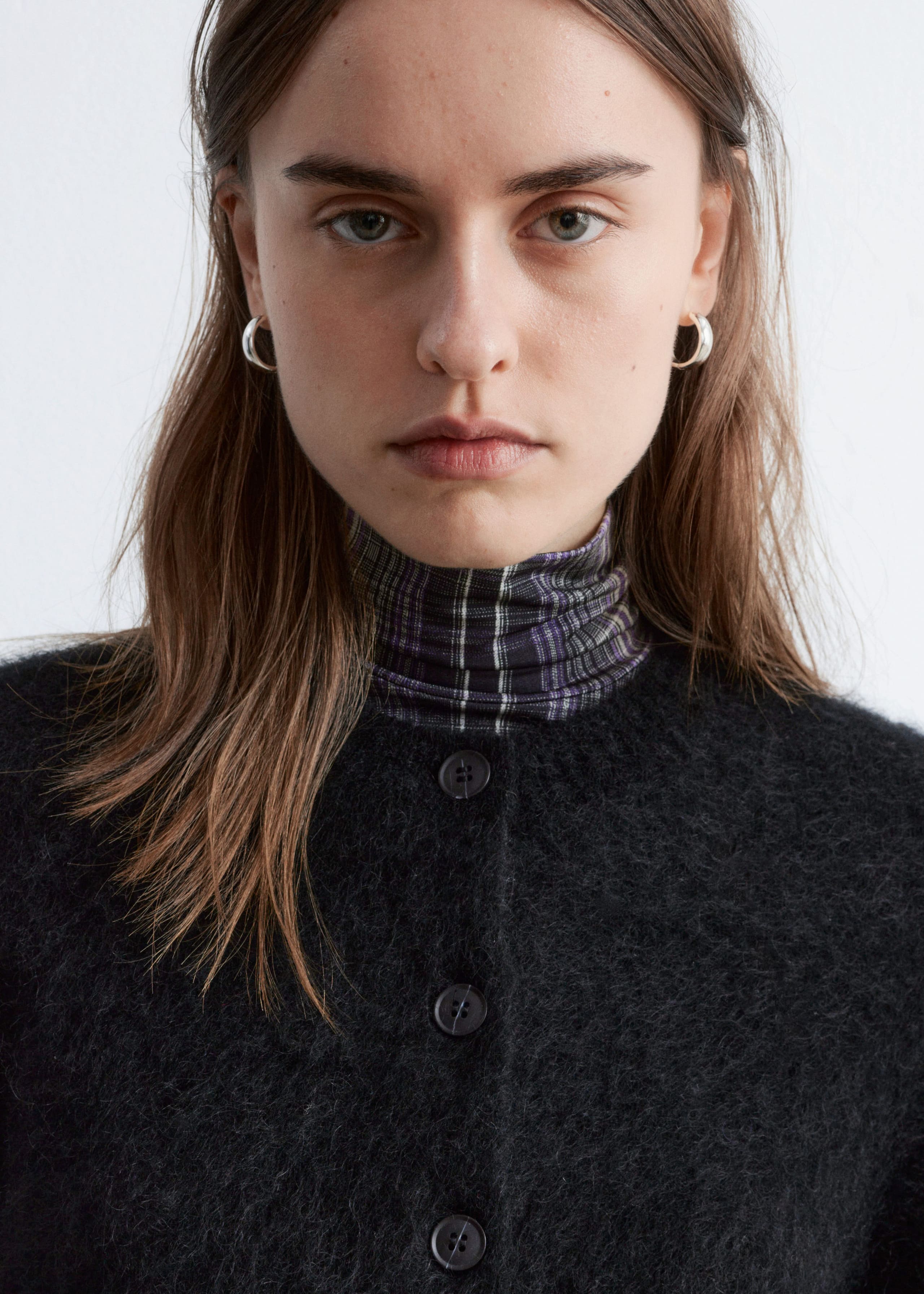 Image of Mohair-Blend Brushed Cardigan