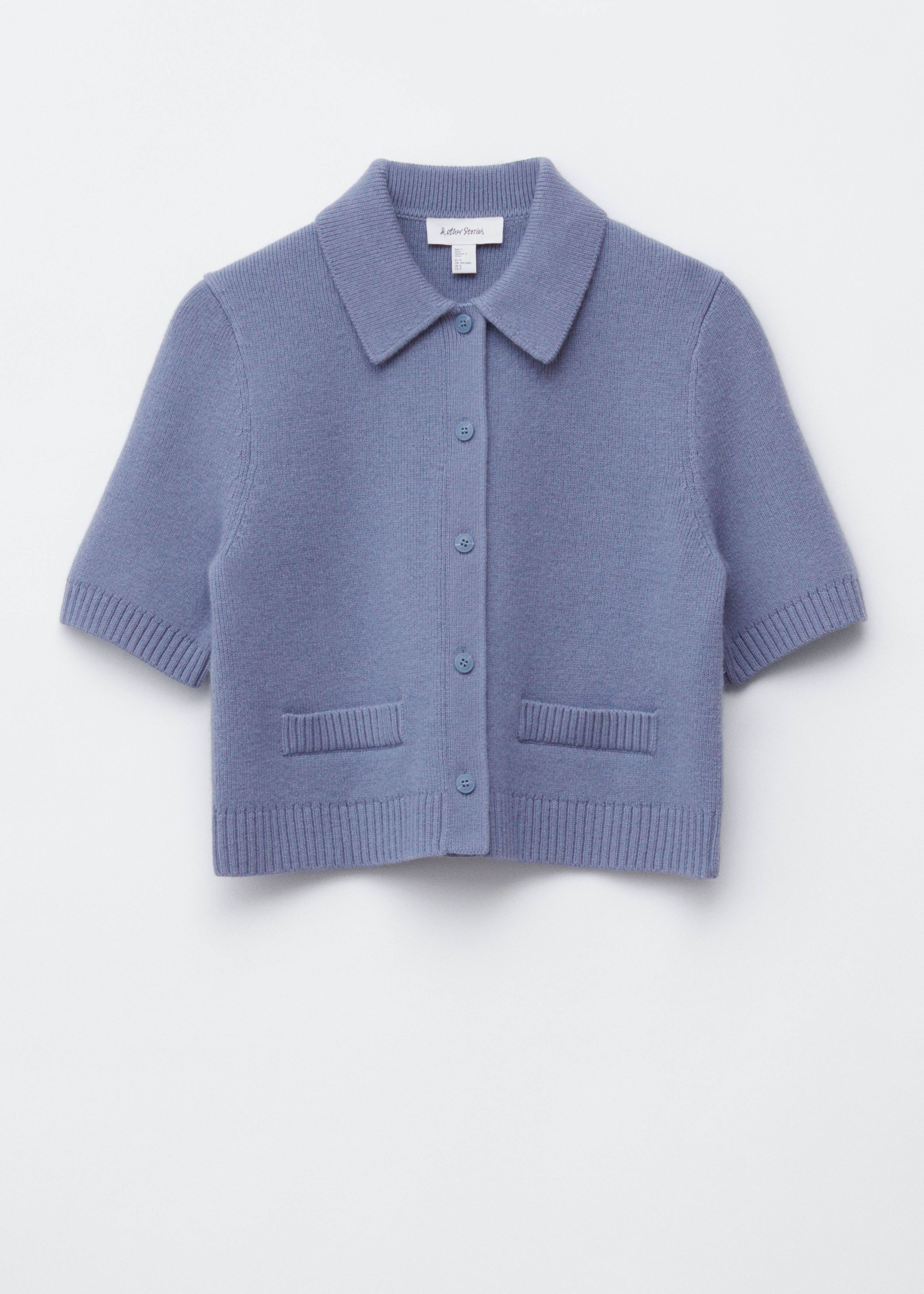 Cardigan en maille à manches courtes - Bleu poudré/Gris/Blanc