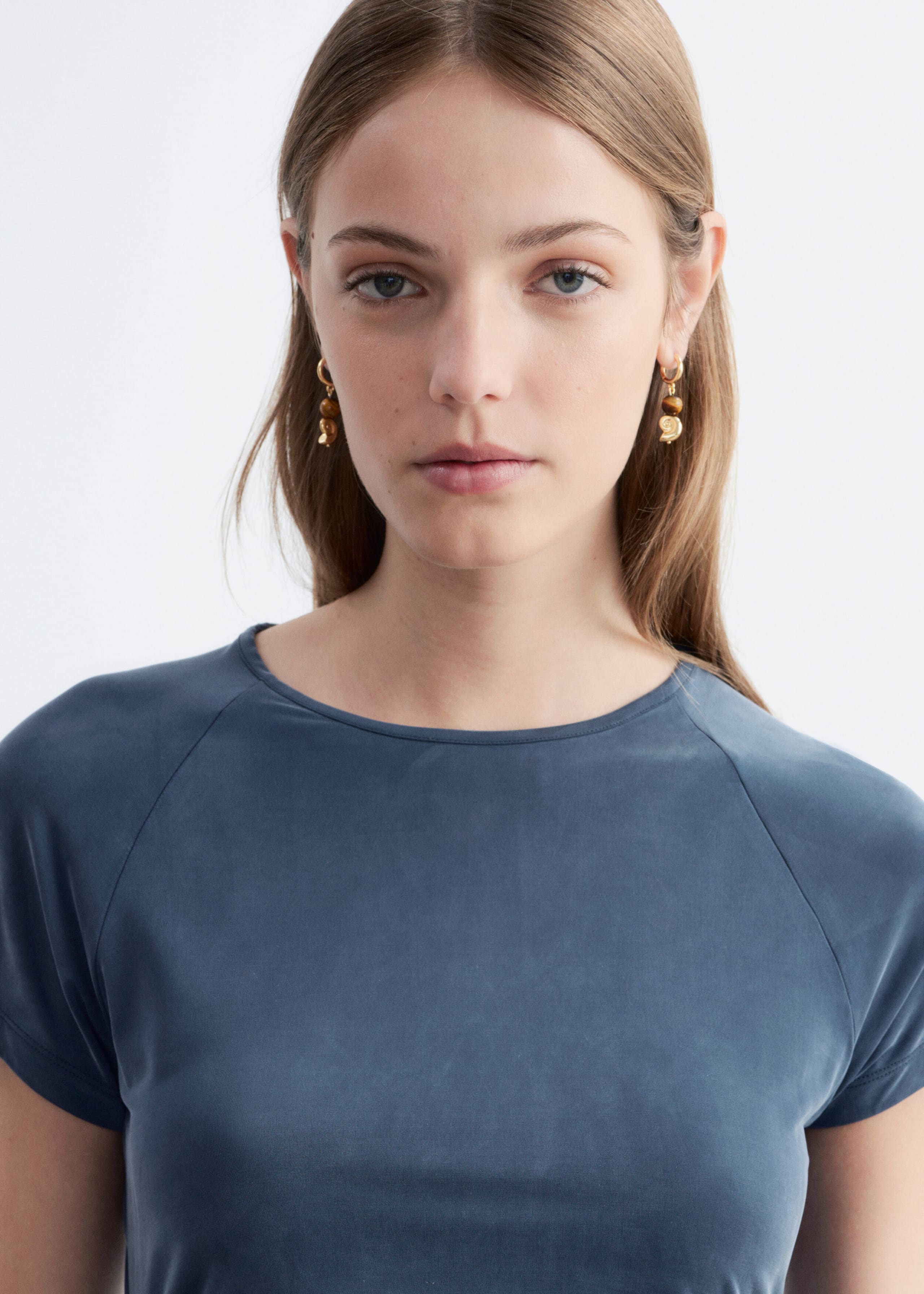 Image of Ruched Raglan Midi Dress