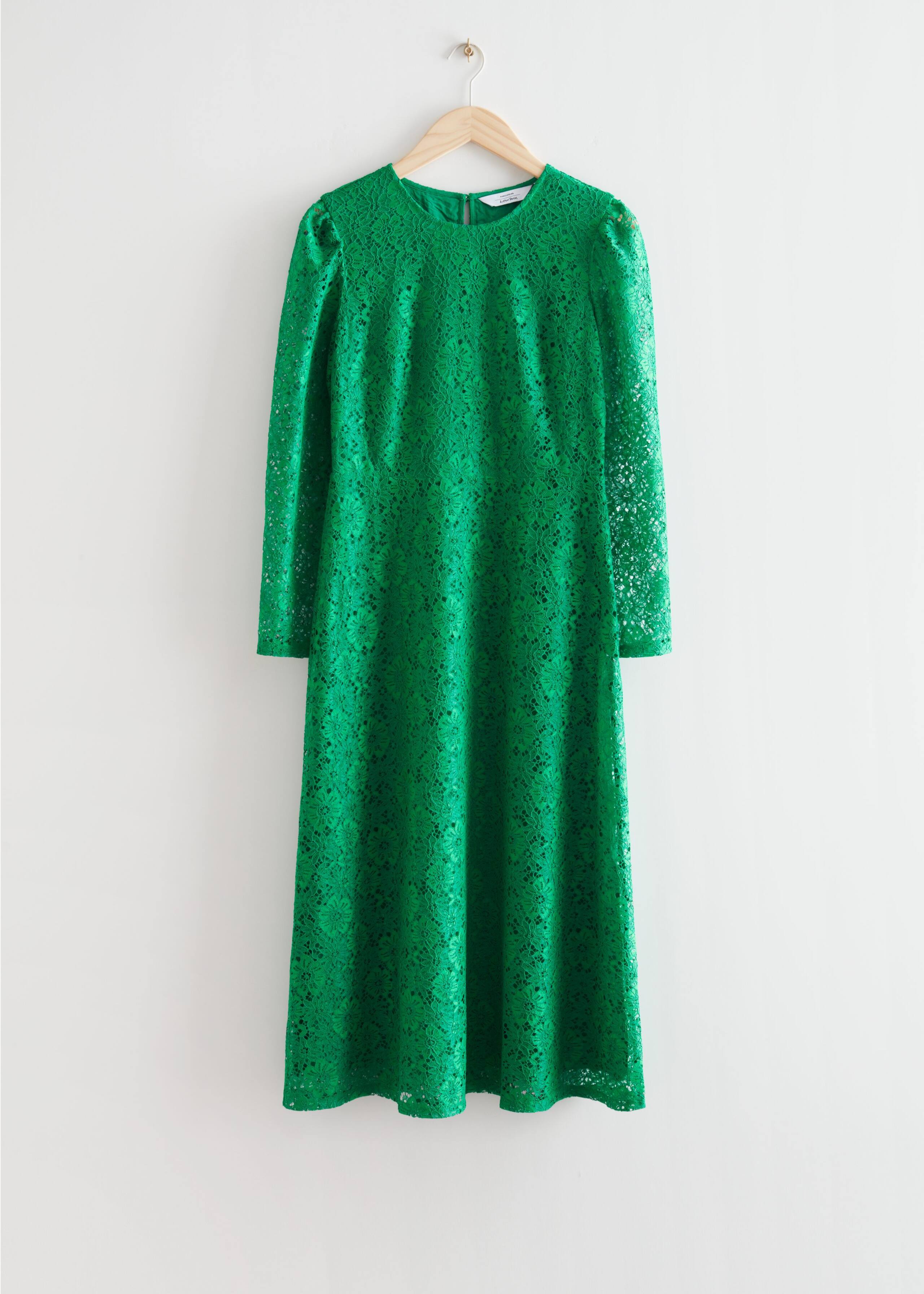 Lace Midi Dress - Green - Bodegón