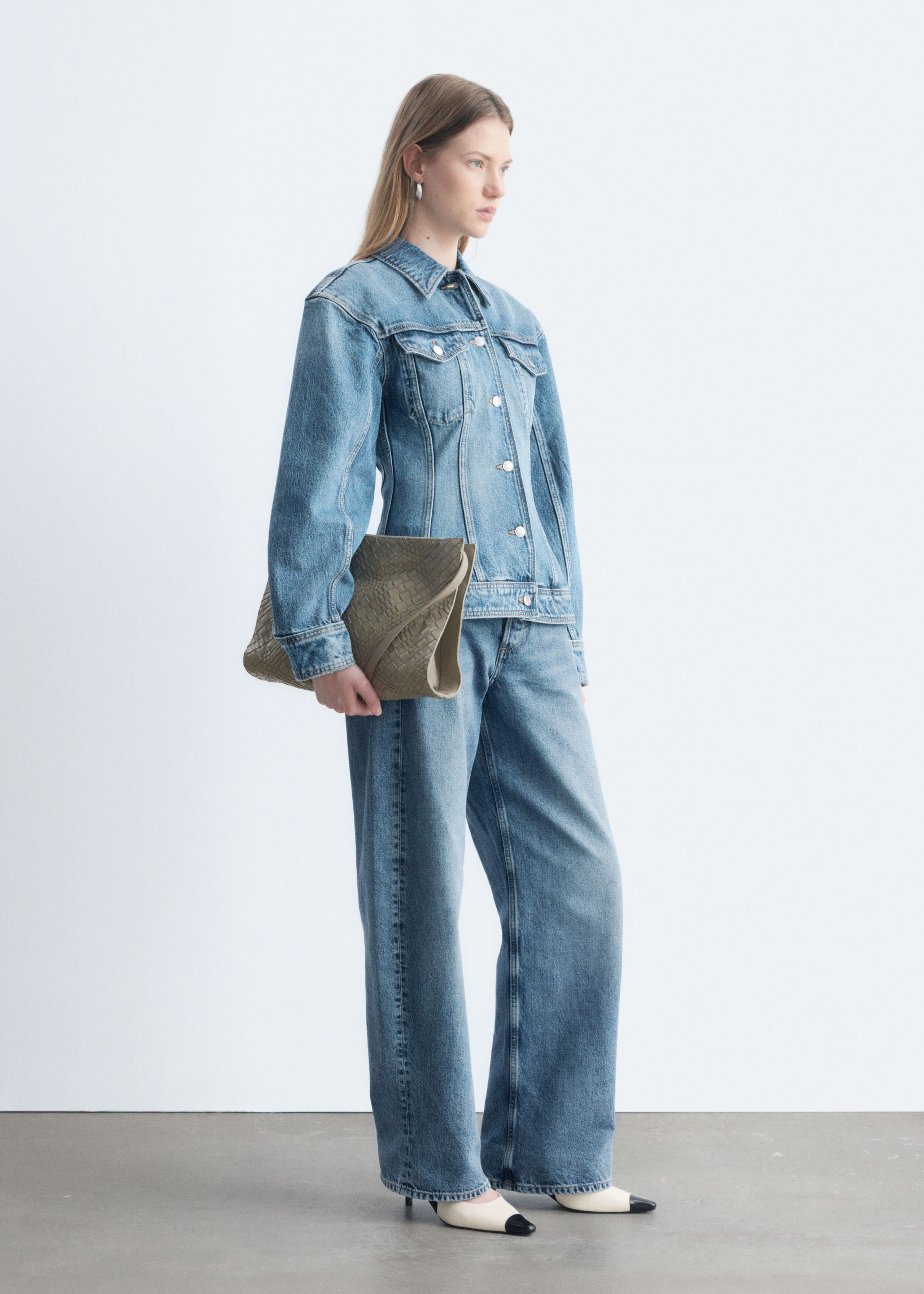 Sculpted Denim Jacket - Washed Mid Blue - Lookbook