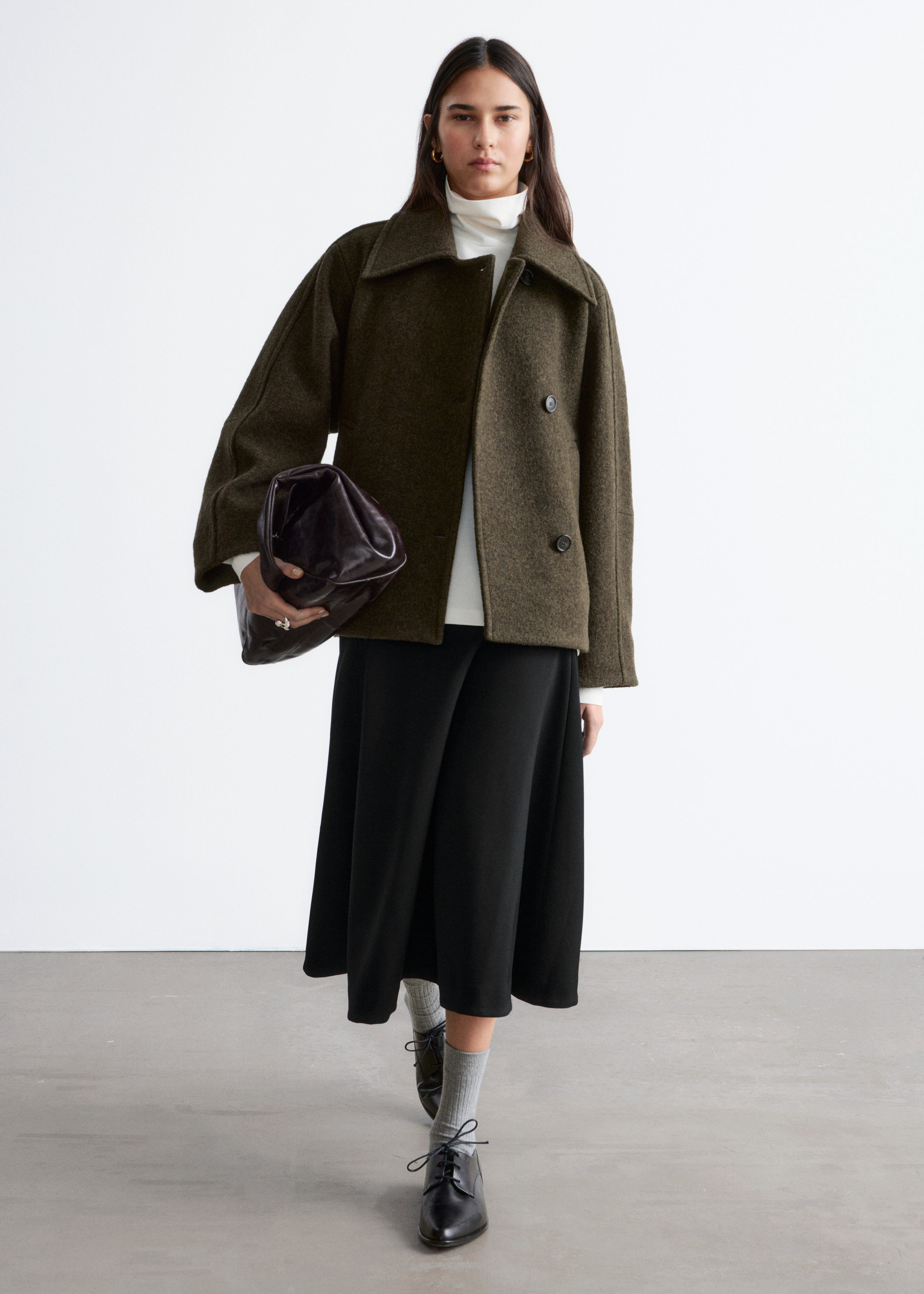 Oversized Wool Jacket - Dark Khaki Green - & Other Stories GB