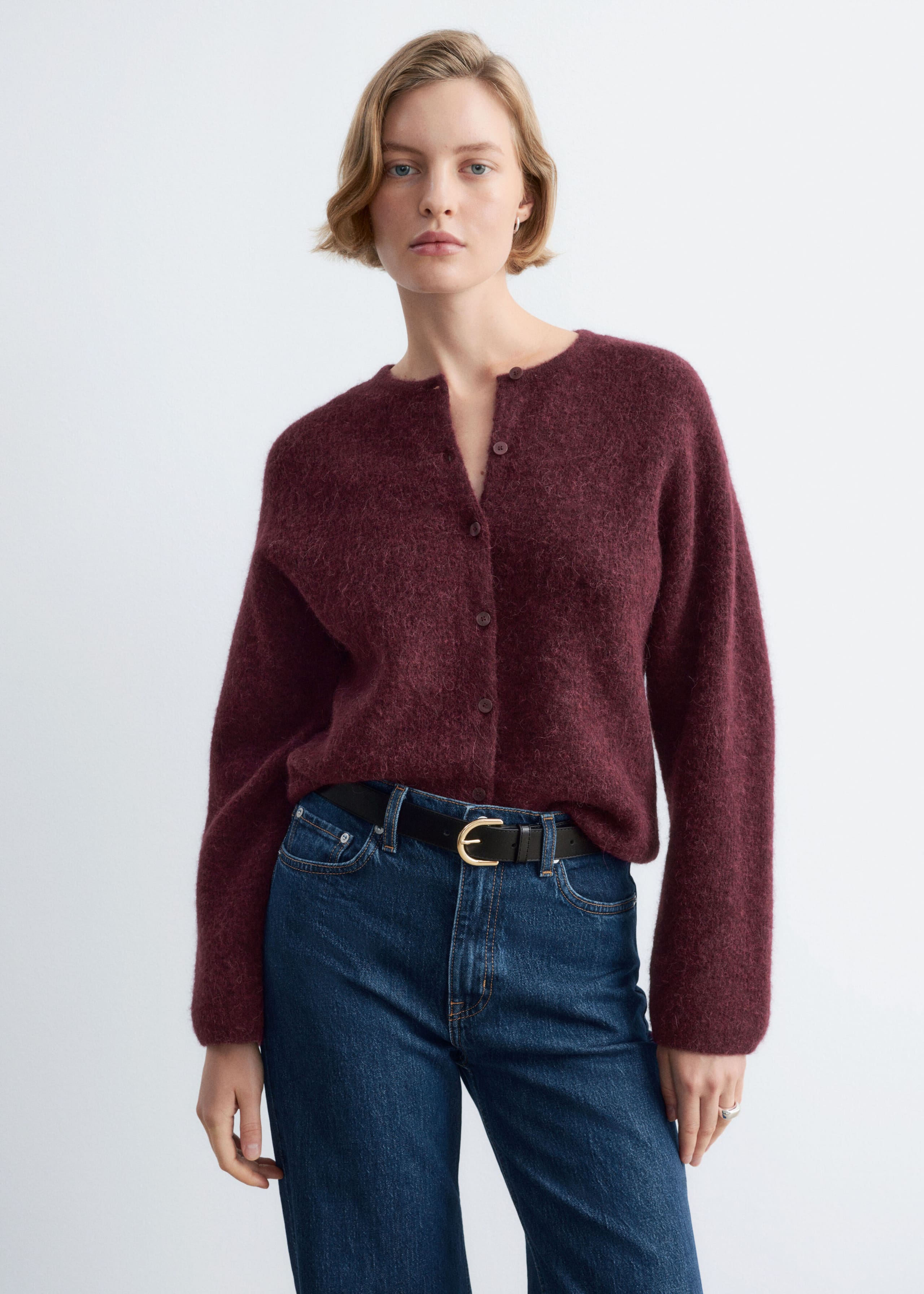Cardigan en maille d’alpaga mélangé - Bordeaux - Lookbook
