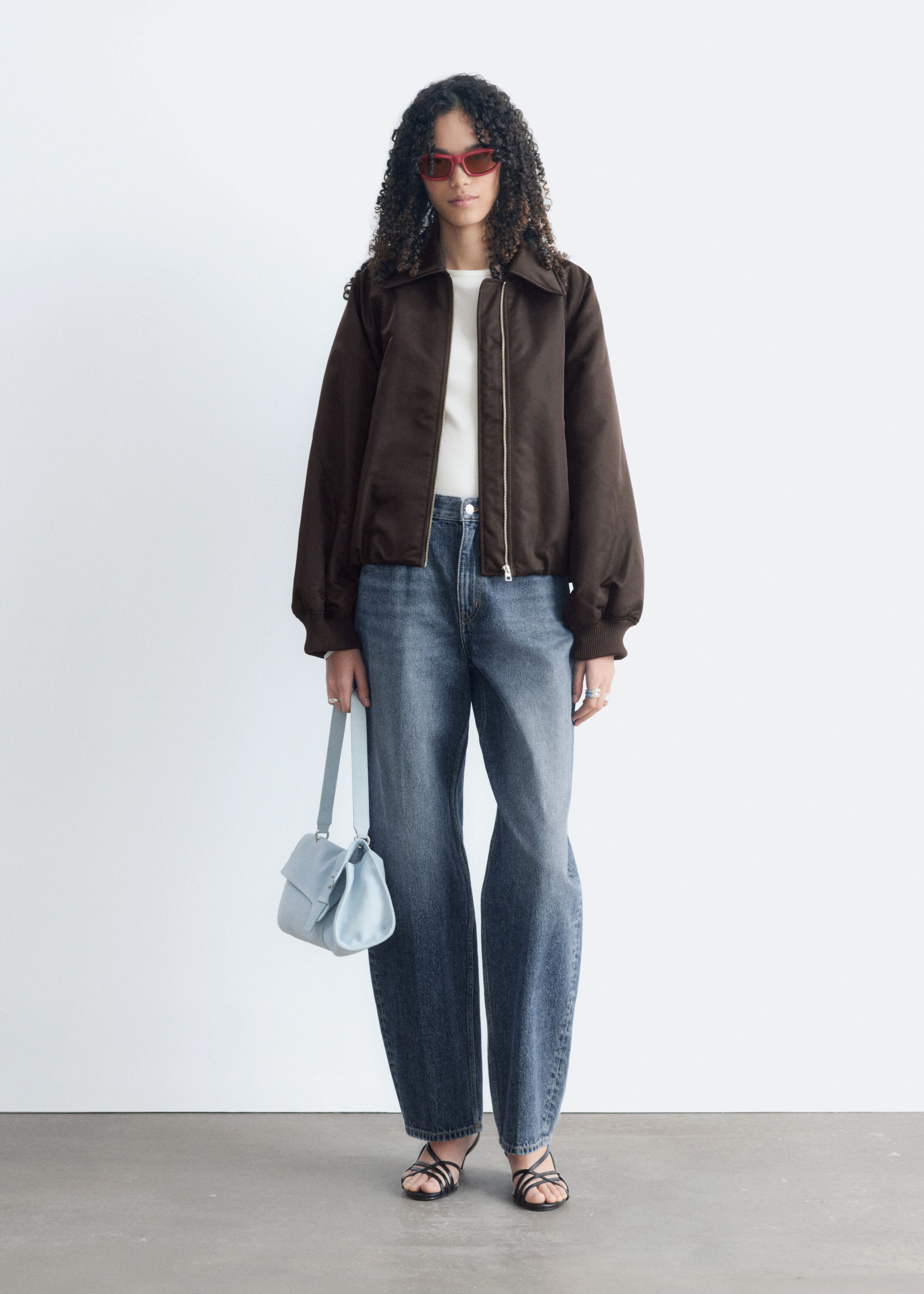 Collared Bomber Jacket - Burgundy - Lookbook