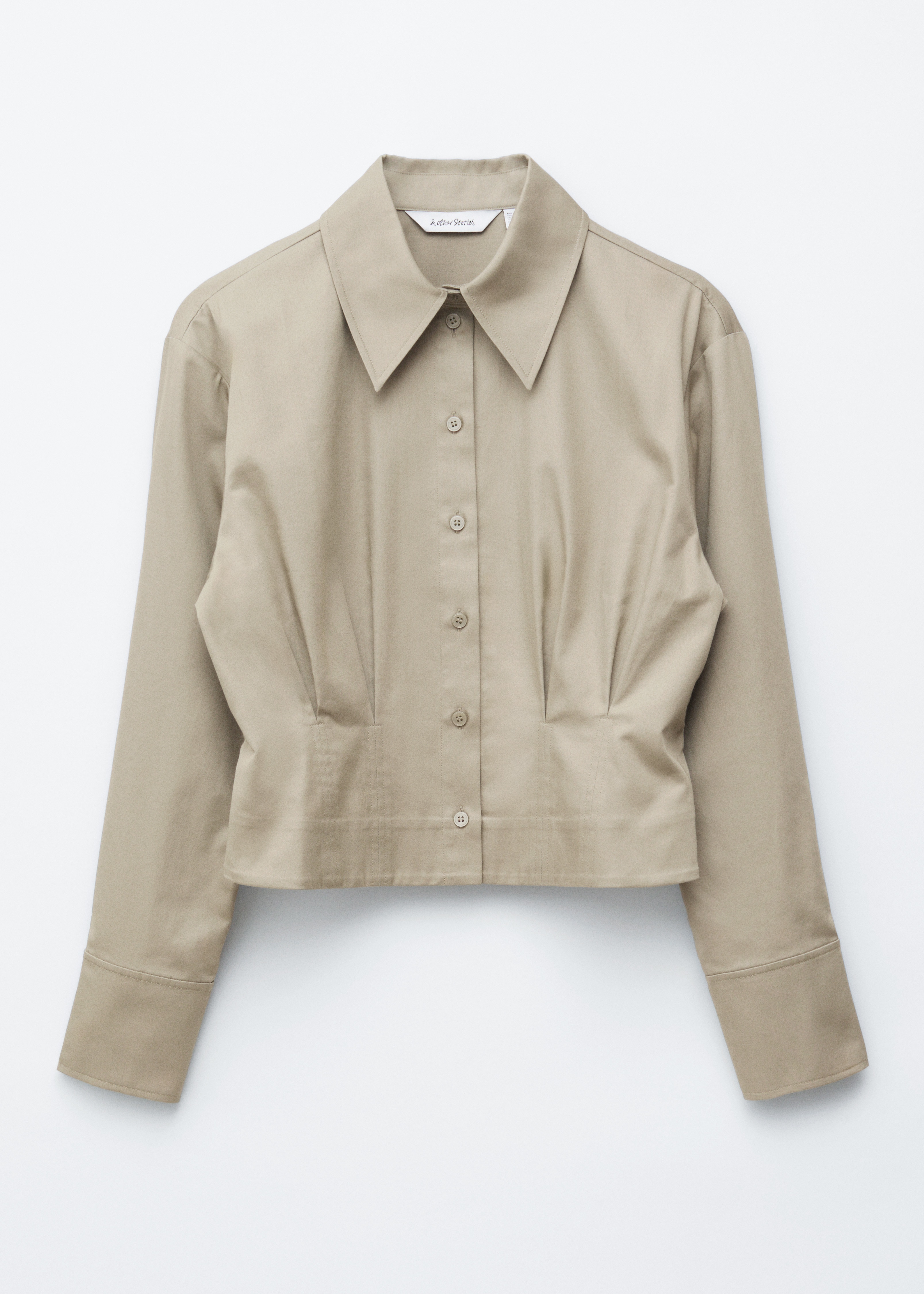 Schmal zulaufendes Hemd - Beige/Weiß