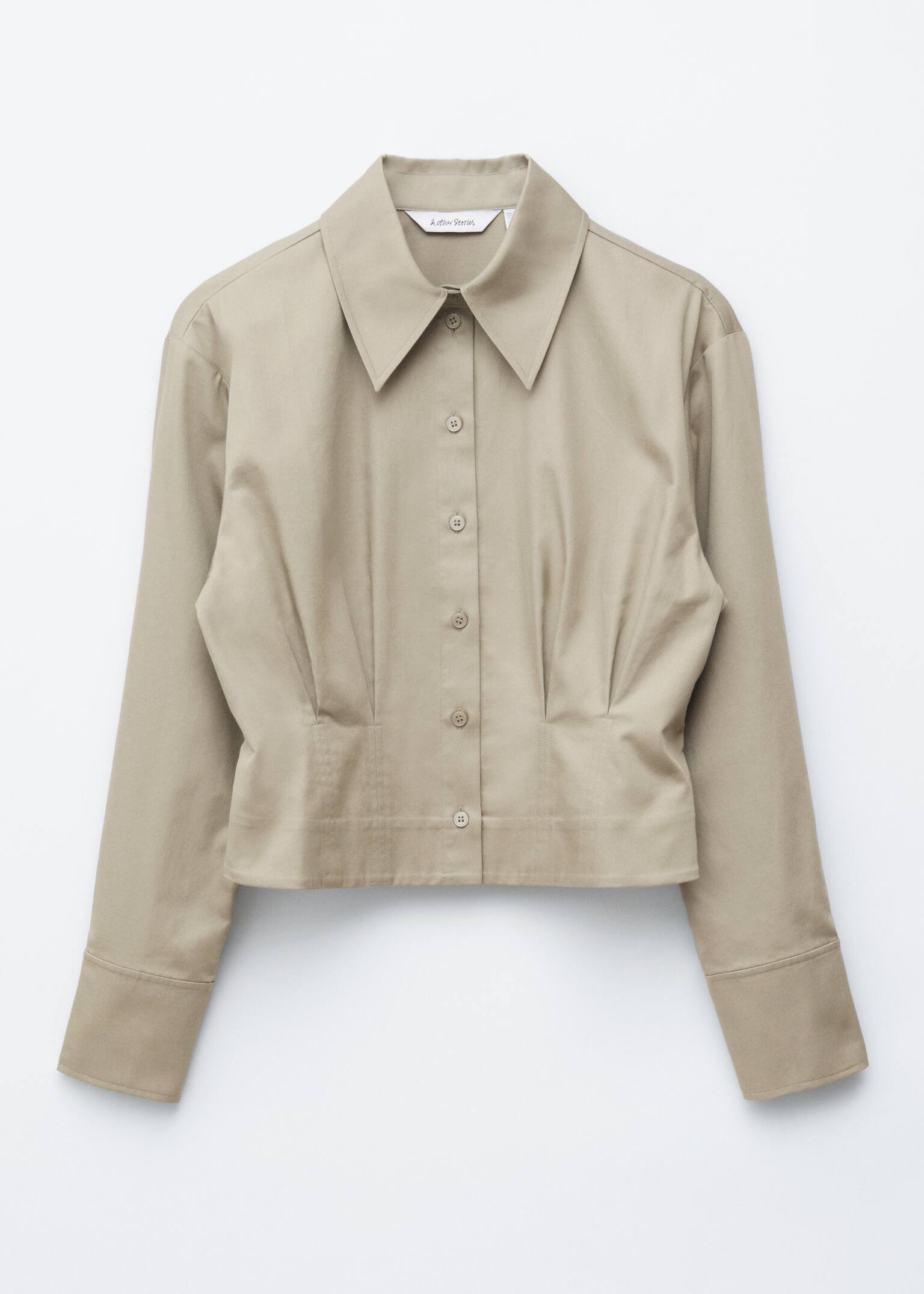 Camisa de corte ajustado a la cintura - Beige/Blanco - 2