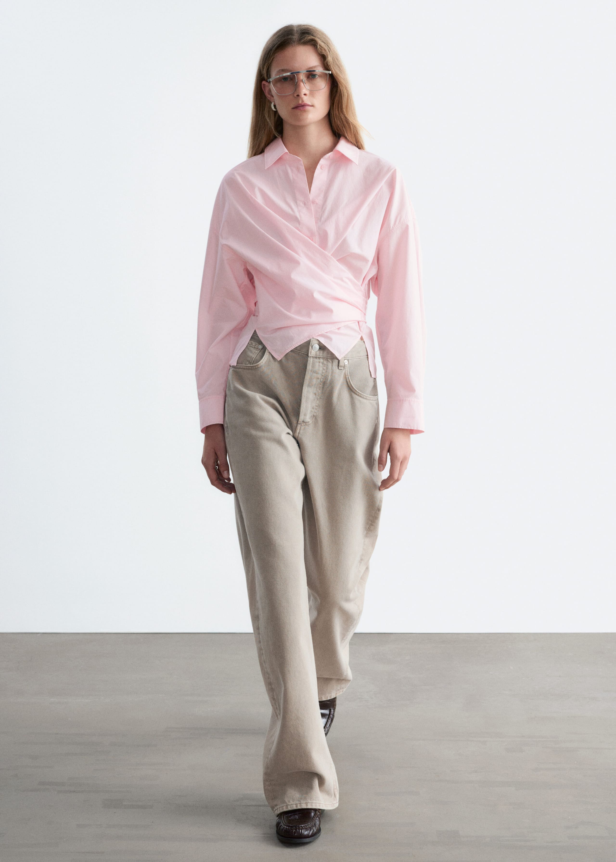 Tie-Waist Cotton Shirt - Light Pink - Lookbook