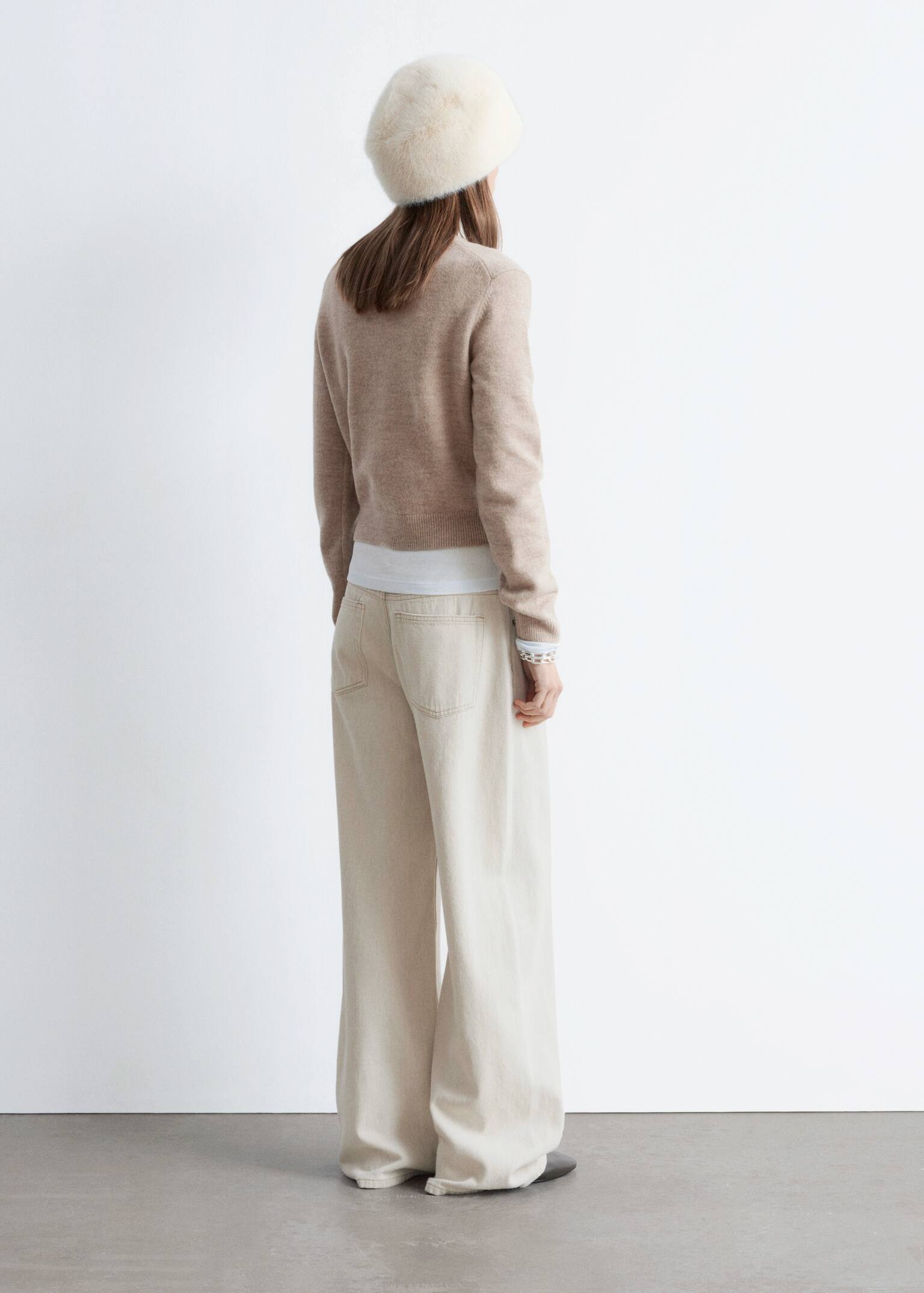 Плетен вълнен пуловер - Светъл сив меланж/Черен/Светлосин меланж/Червено - 3