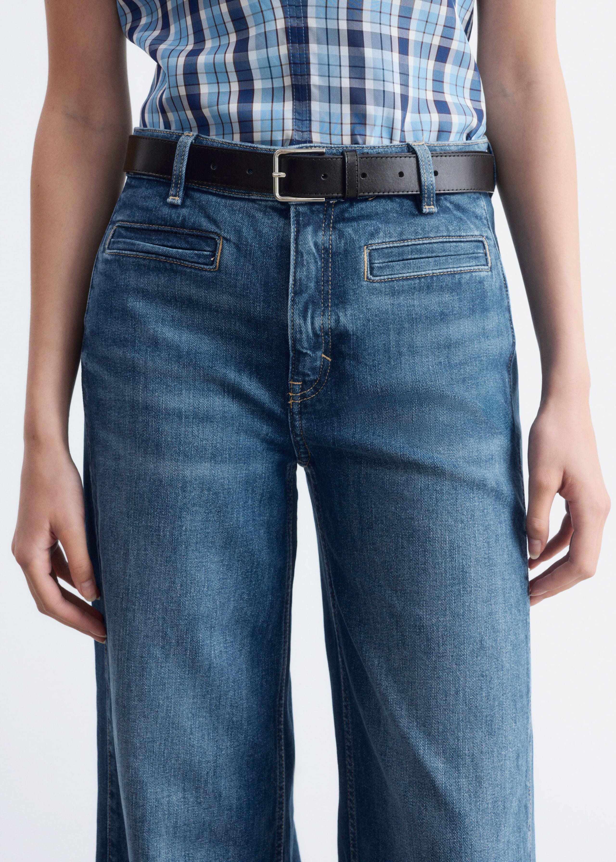 Regular Wide-Leg Jeans - Dark Blue - Lookbook
