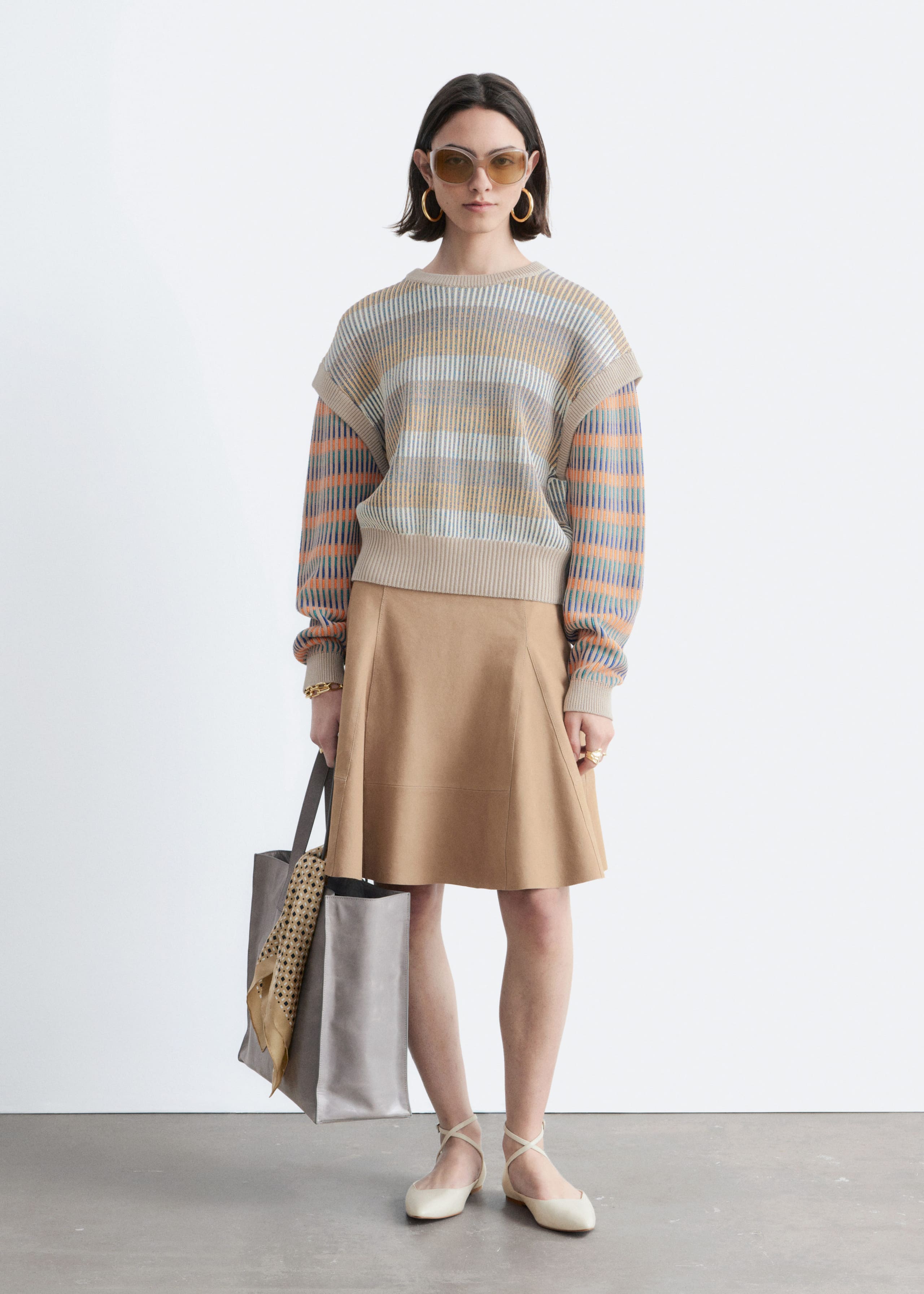 Image of Striped Panel Knit Jumper