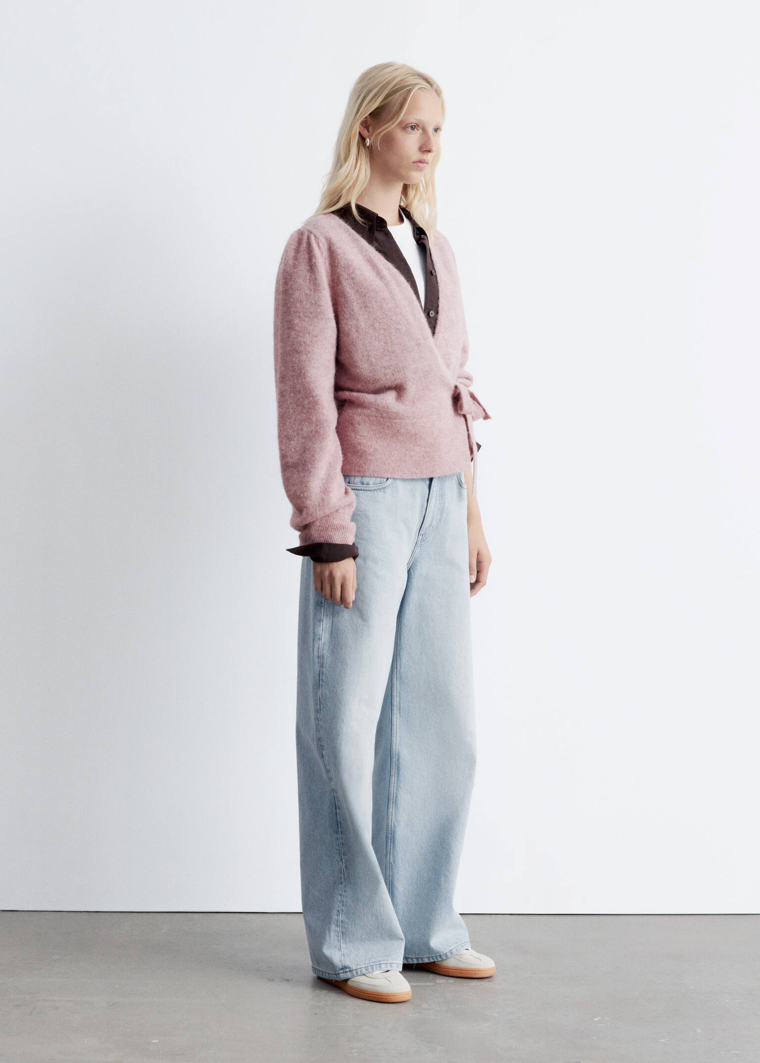 Cardigan petrecut din amestec de mohair - Roz prăfuit/Albastru Deschis/Maro închis/Negru/Bej/Albastru Petrol/Crem/Prună - 3