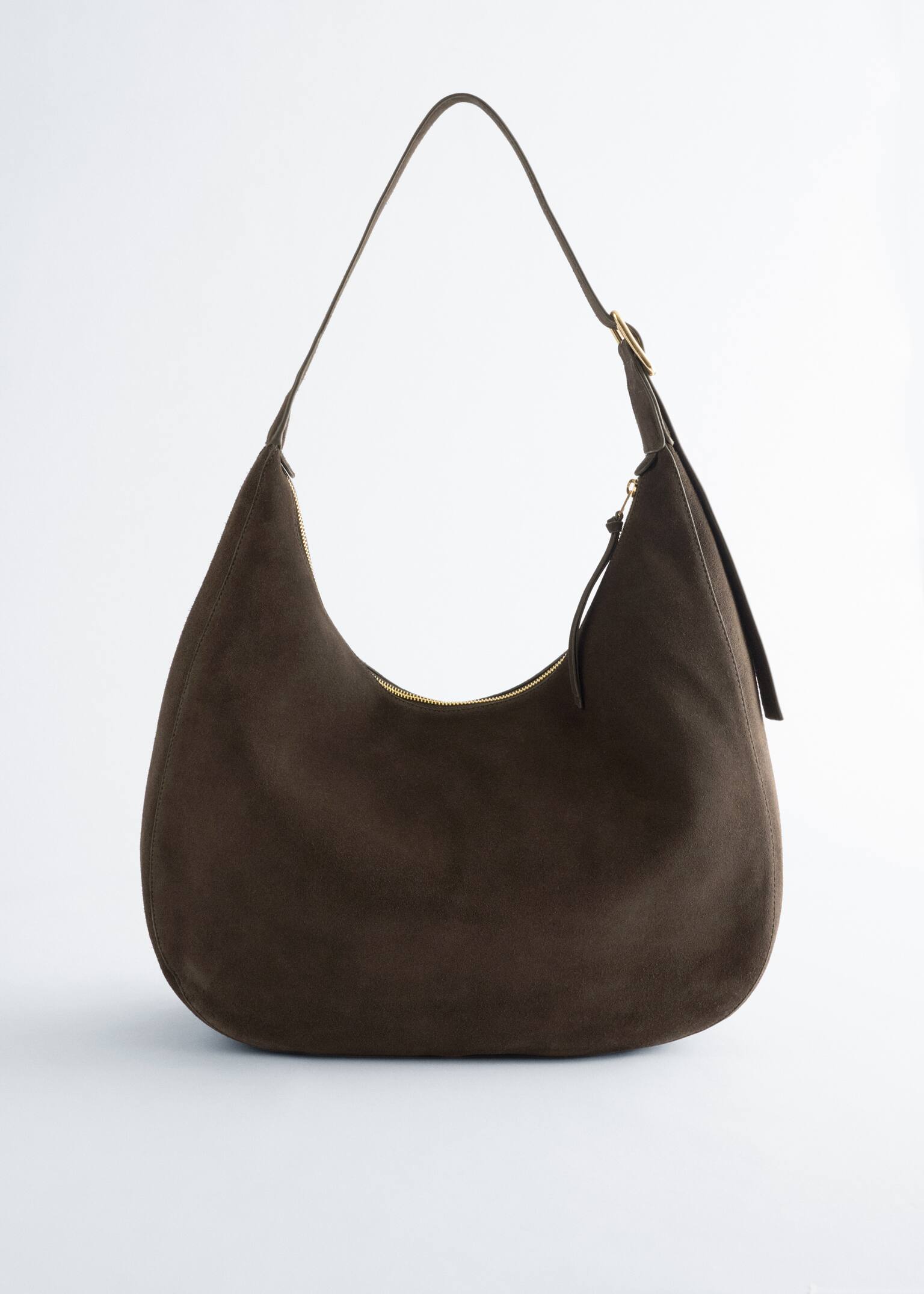 Borsa a spalla in pelle scamosciata - Marrone scuro