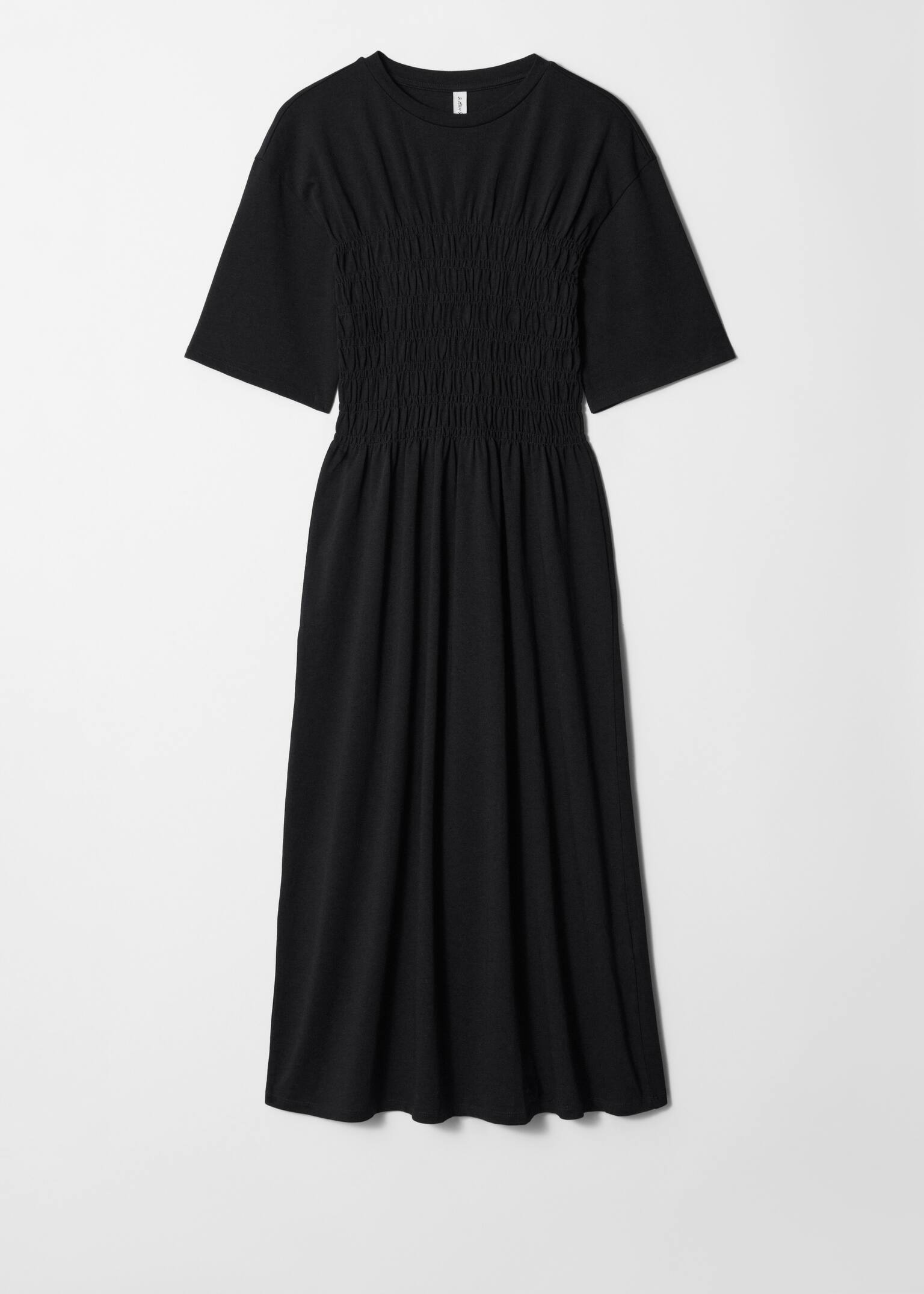 Gesmoktes Midikleid - Schwarz/Weiß - 2