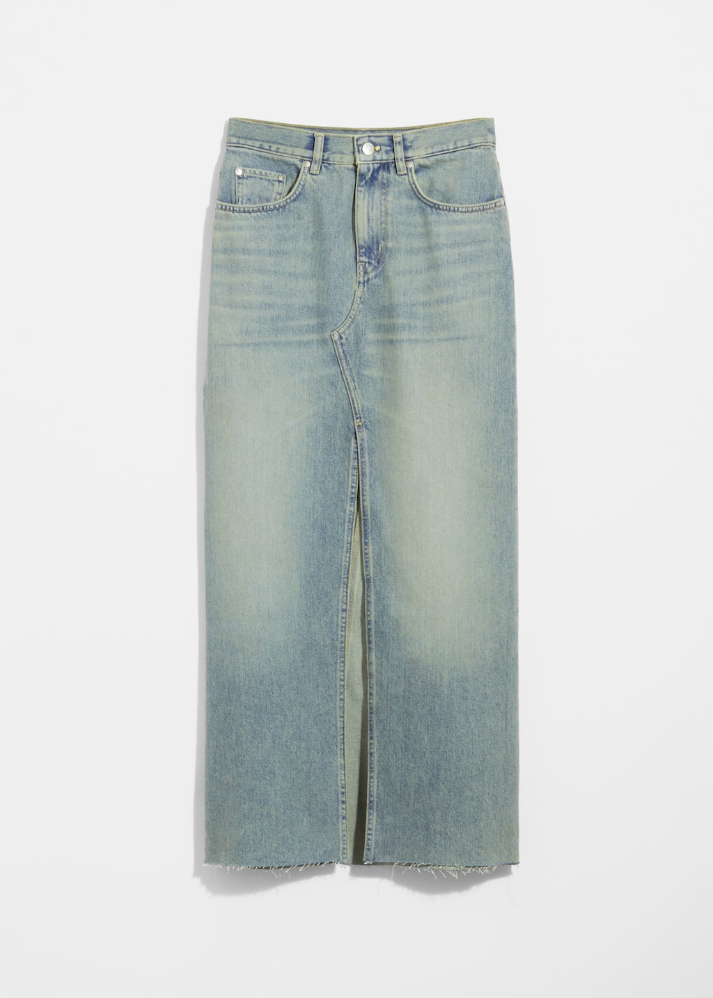 Jupe midi fendue à l’avant en denim