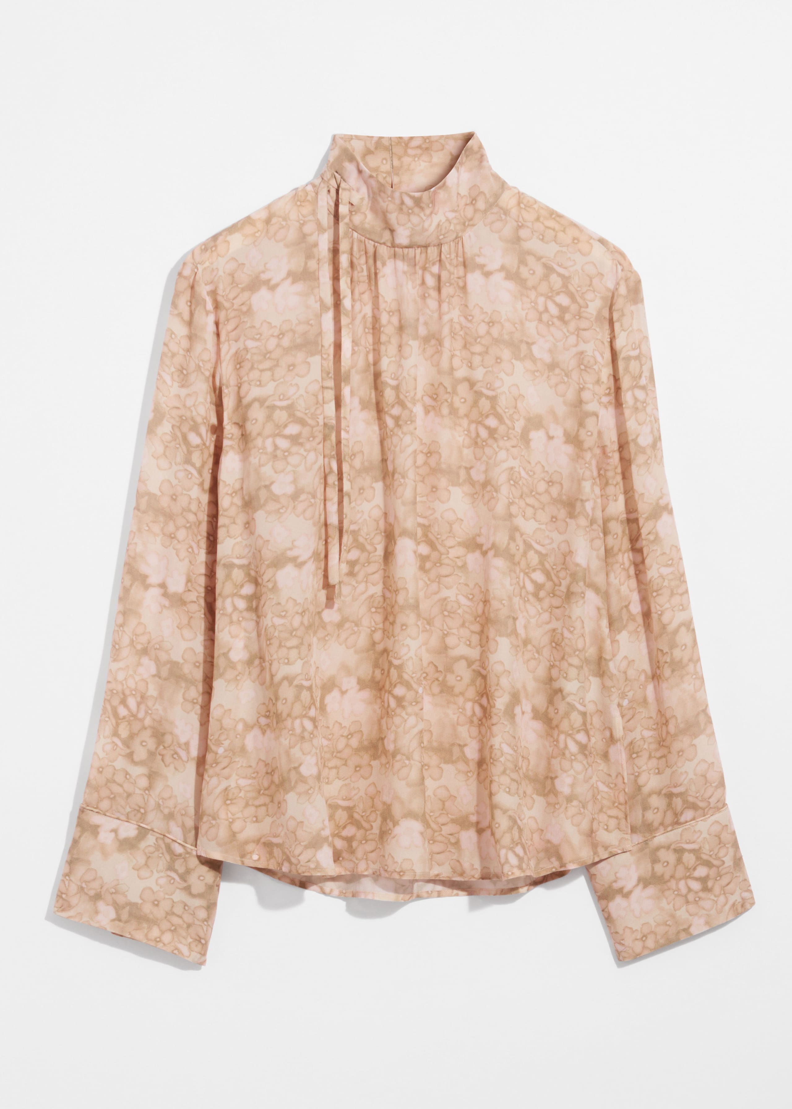 High-Collar Silk Blouse