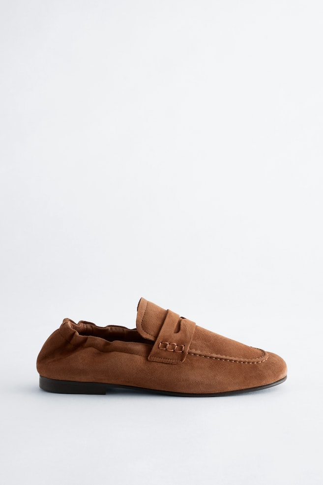 Geraffte Loafers - Cognac/Dunkelbraun - 1