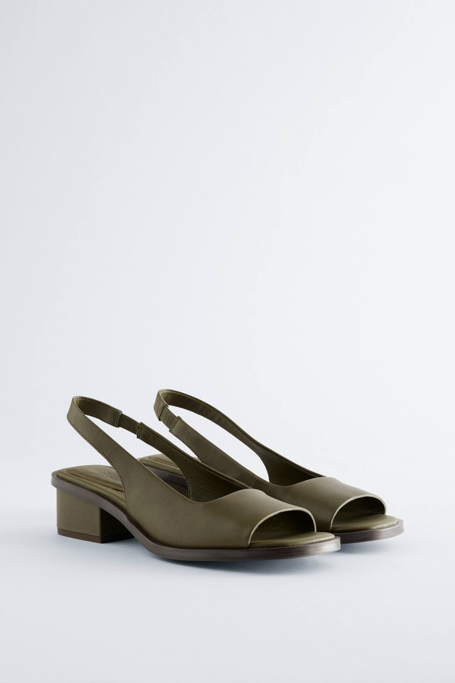 Sandali slingback in nappa - Verde scuro/Nero/Bianco sporco - 4