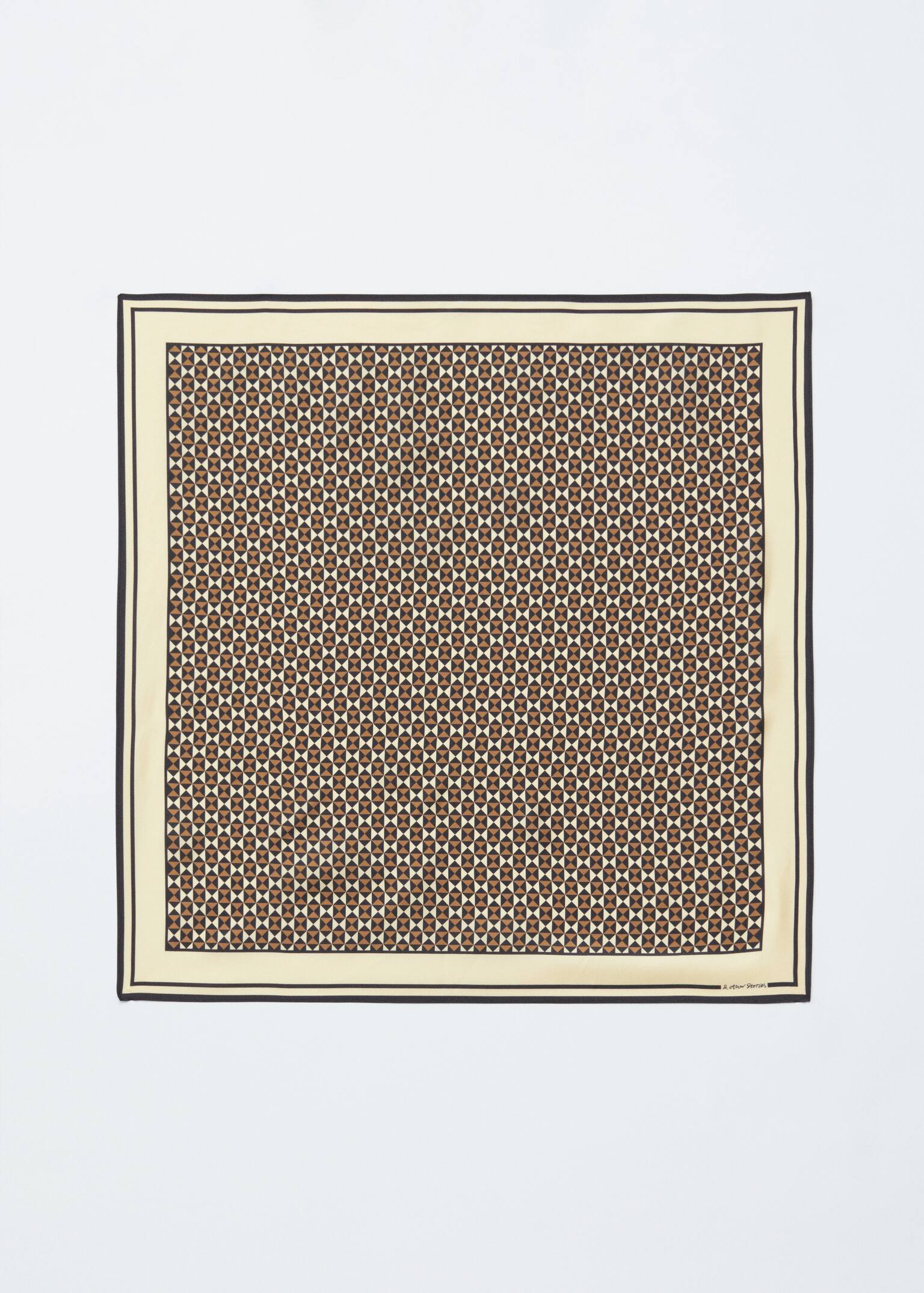 Kvadratisk silketørklæde med grafisk print - Brunt mønster - 4