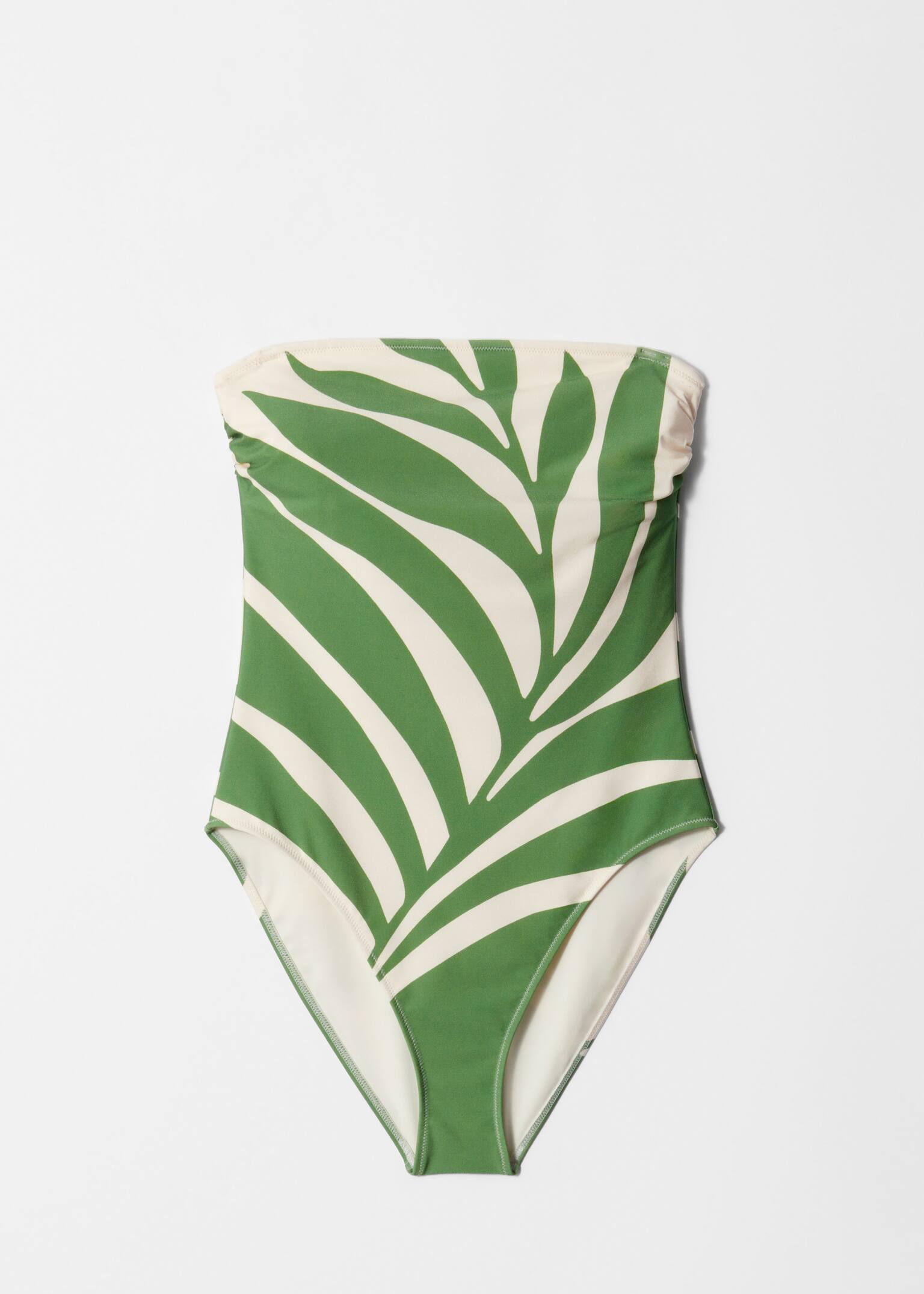 Badpak met smalle bandjes - Groene bladprint - 5