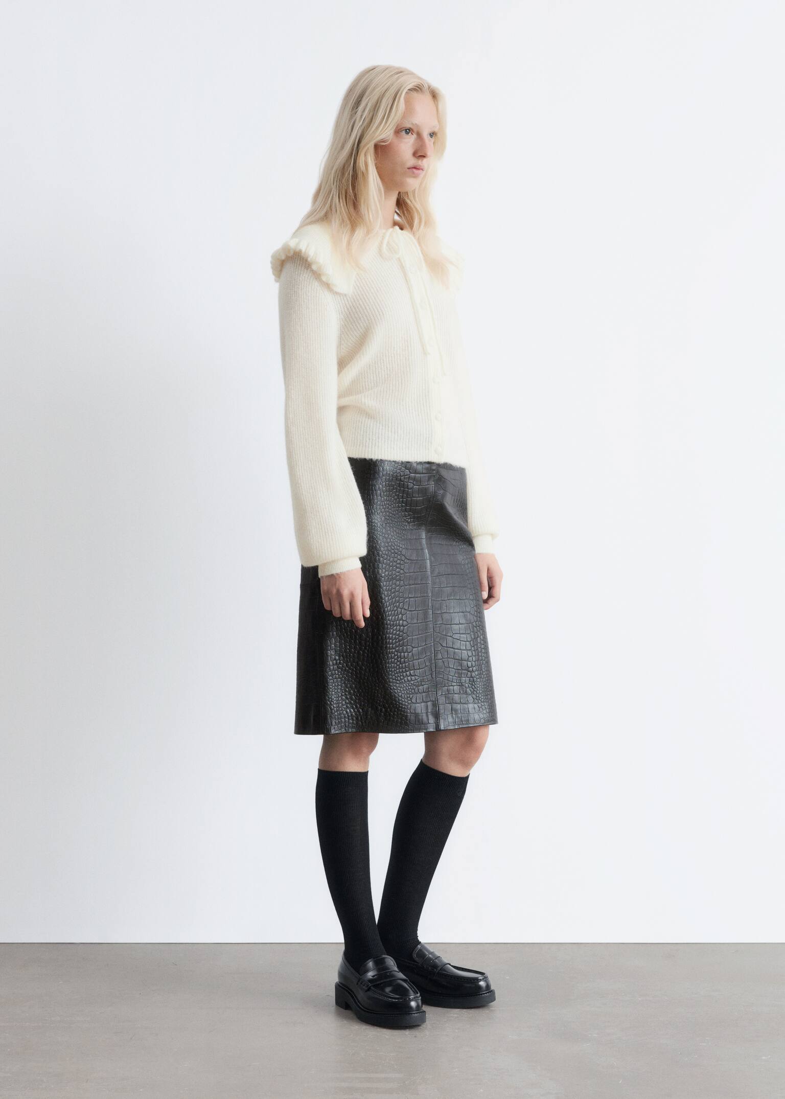 Cardigan din Amestec de Alpaca - Alb/Galben Deschis - 3
