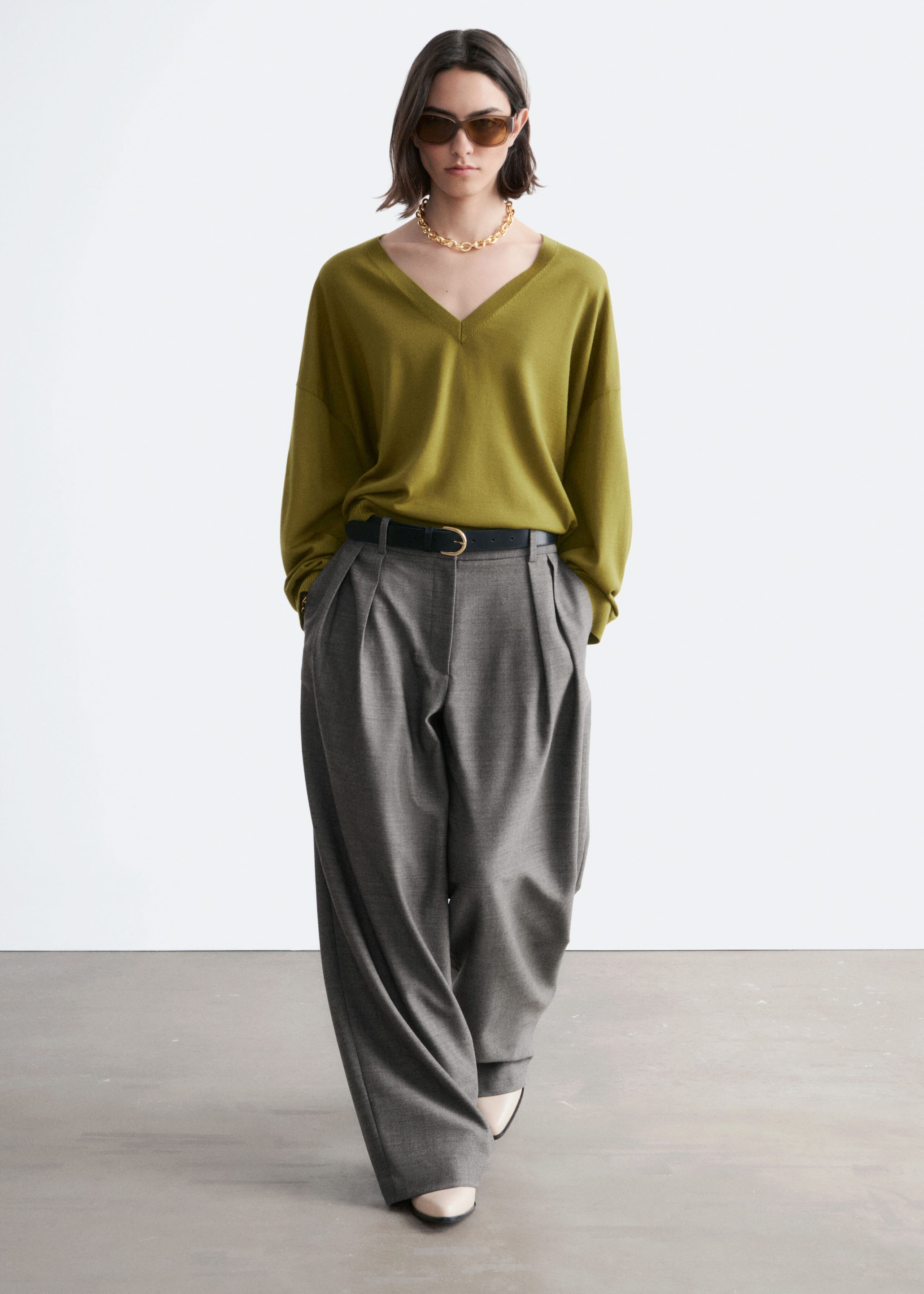 Image of Wool-Blend Tailored Trousers