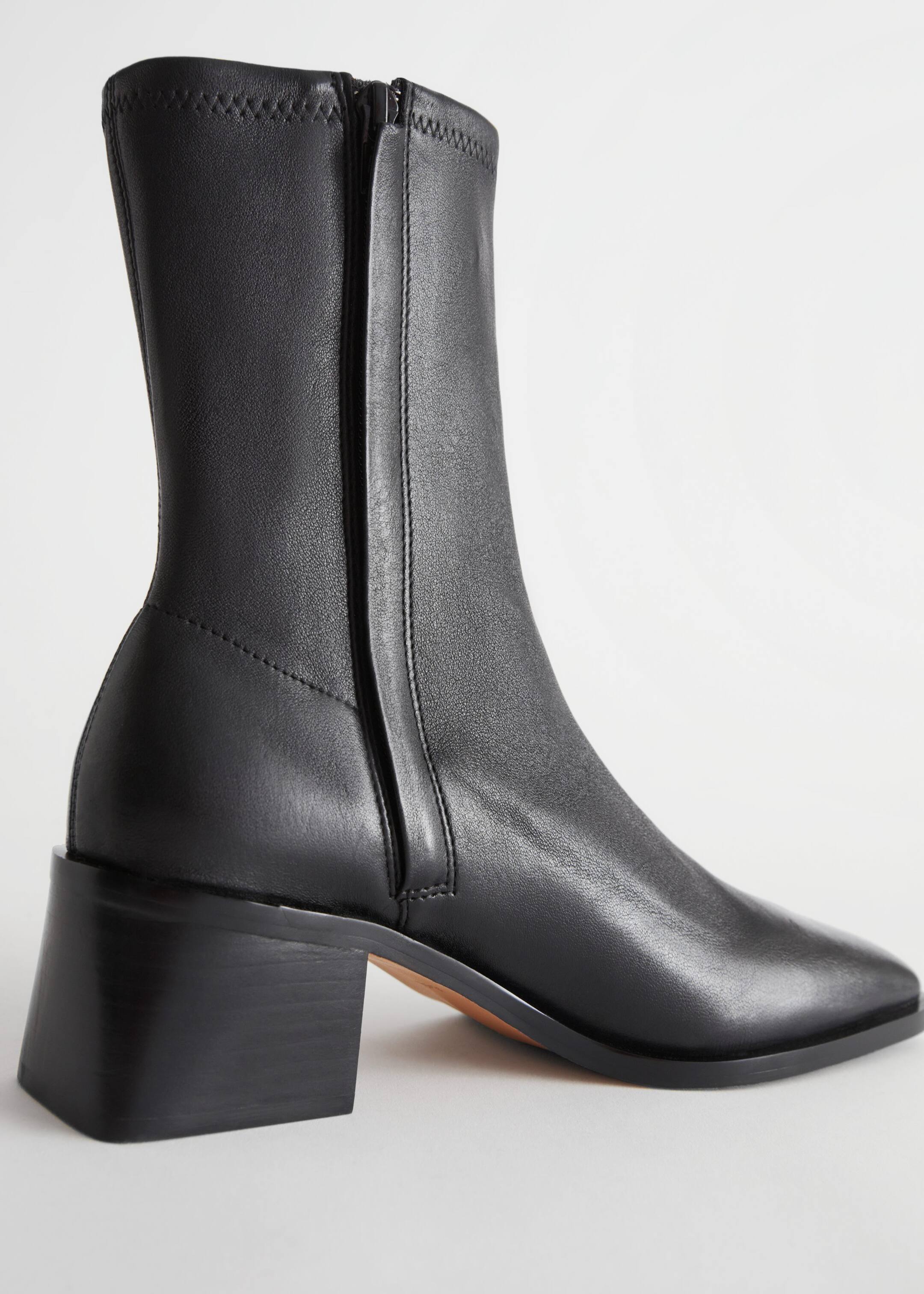 Ingrandisci l'immagine: Squared Leather Sock Boots - Black - DONNA | H&M CH 5