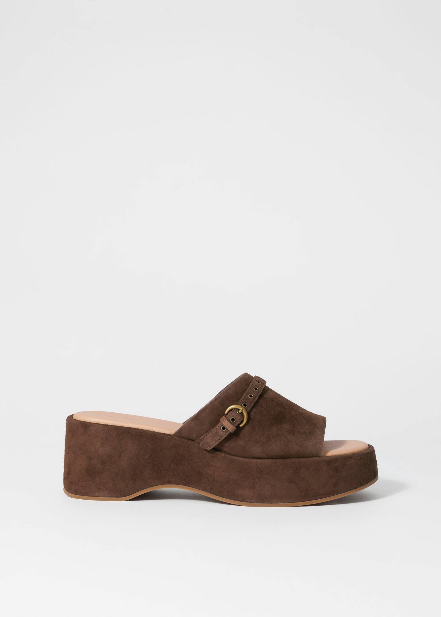 Mules en daim à plateformes - Marron Clair/Cognac - 2