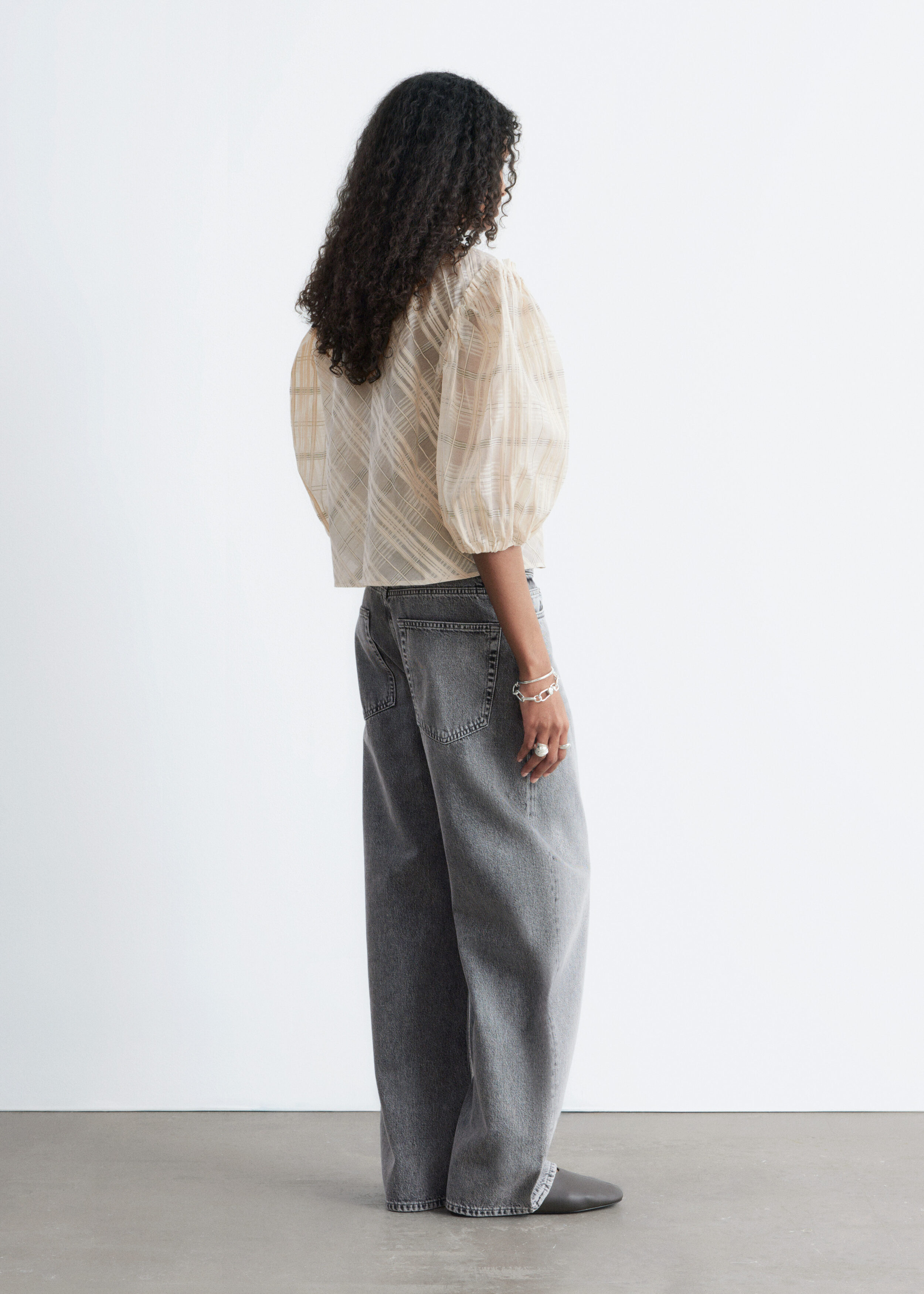 【新品】TODAYFUL Jacquard Balloon Blouse Balloon-Sleeve Jacquard Blouse - Beige/Tartan - & Other Stories US