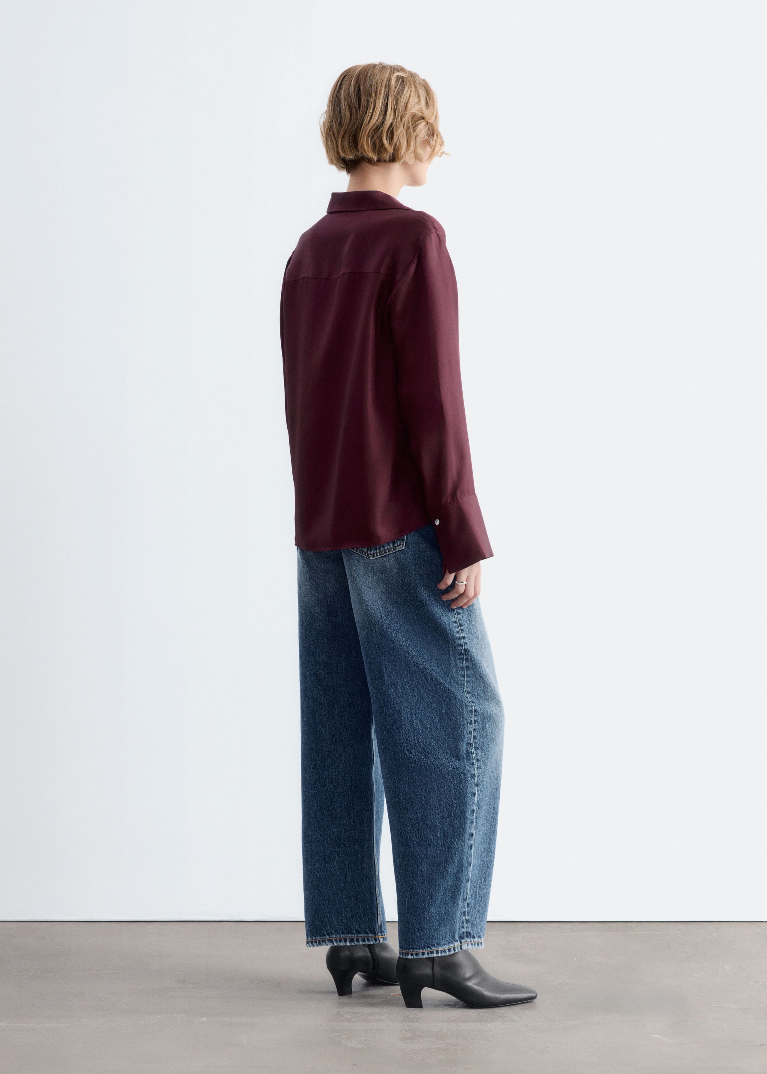 Relaxed Silk Shirt Dark Red