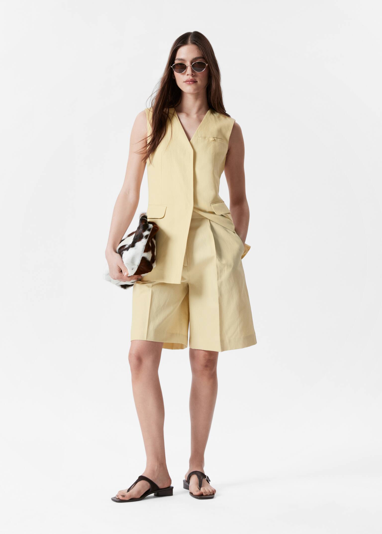 Bermuda sartoriali - Giallo pastello/Nero