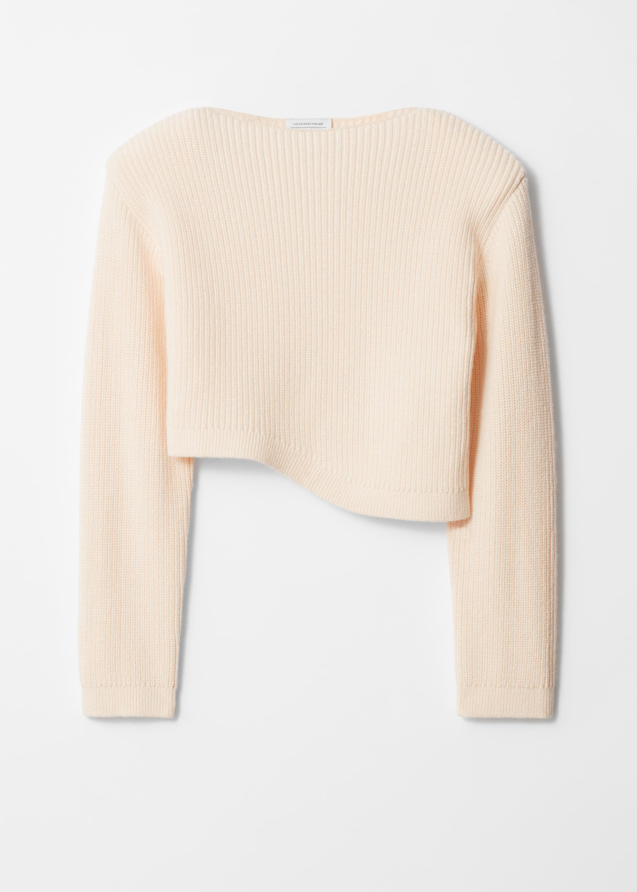 Visa större bild: Asymmetrisk ribbstickad tröja - Vit - DAM | H&M FI 1