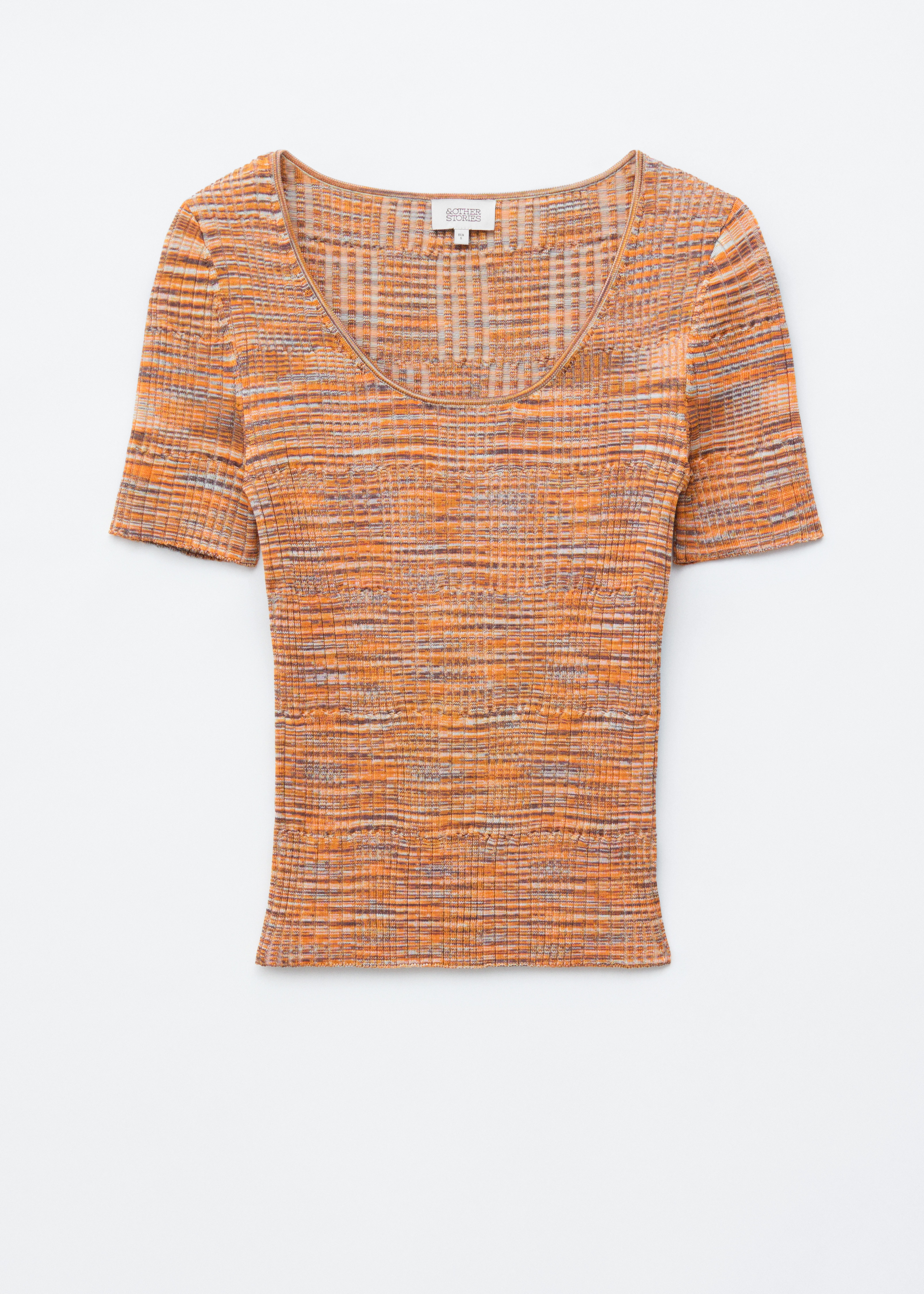 Geribbelde top met lage hals - Goudbruin gemêleerd