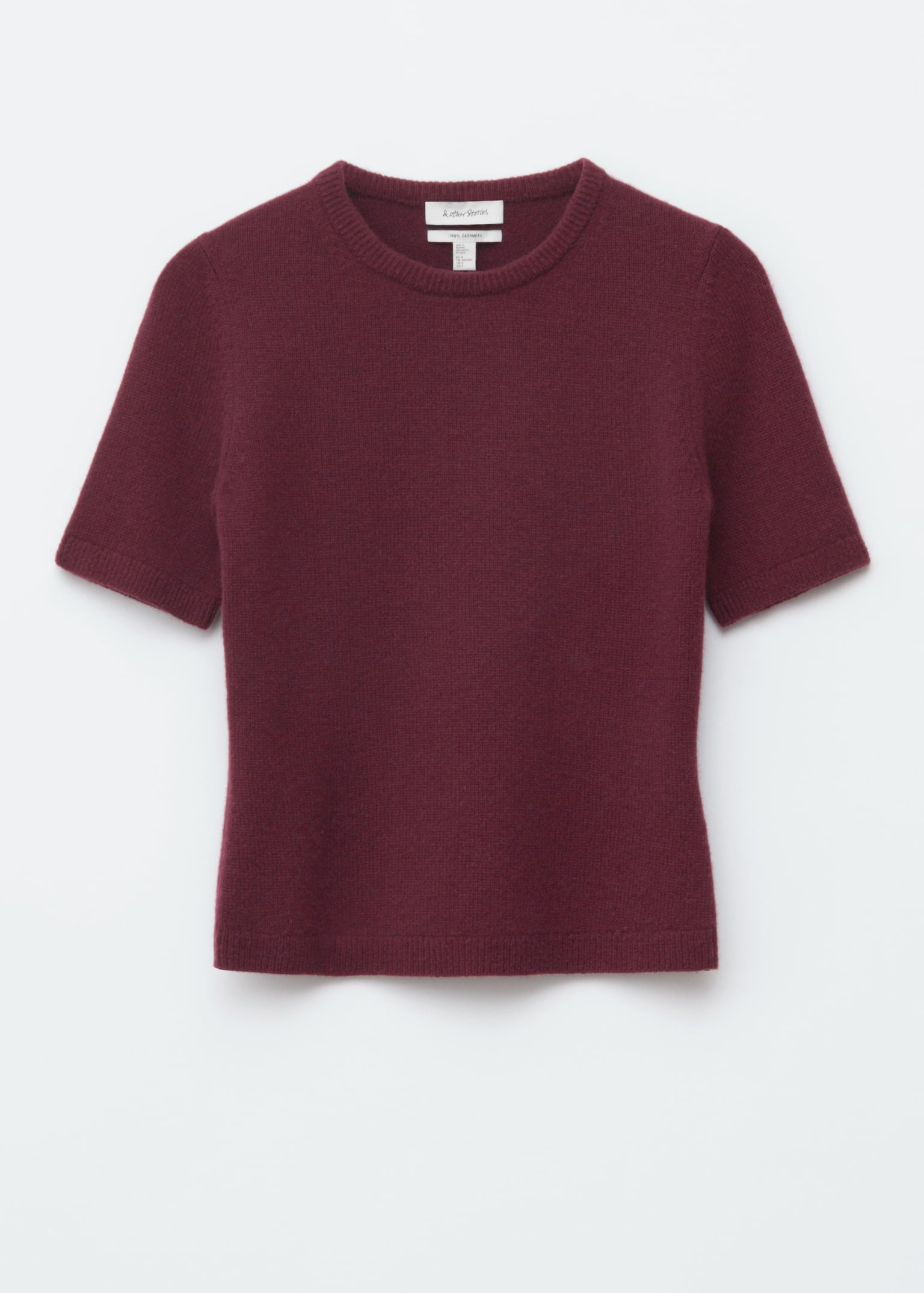 Knitted Cashmere T-shirt - Dark Red - 2
